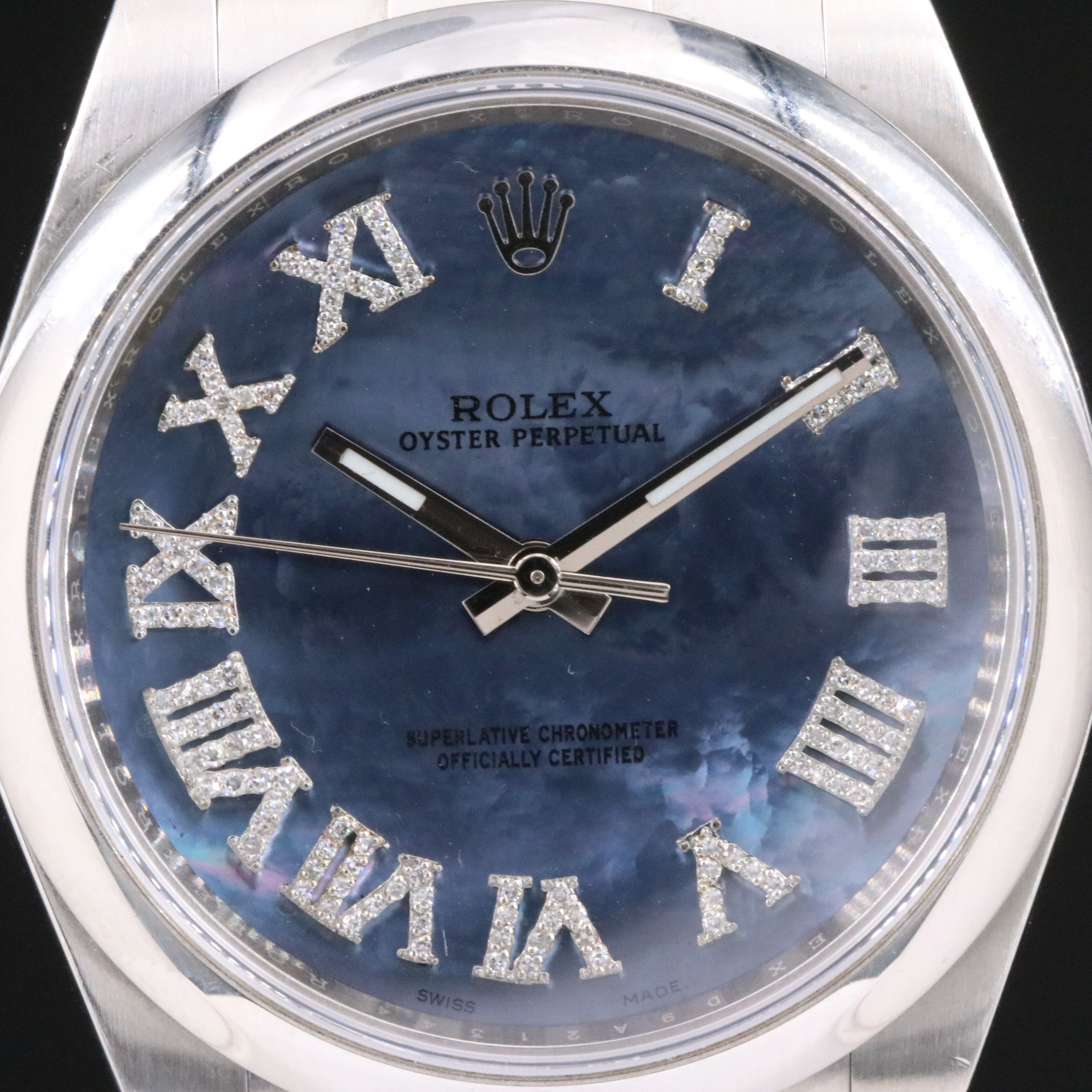 Rolex Oyster Perpetual 114300 Custom Diamond Dial Watch