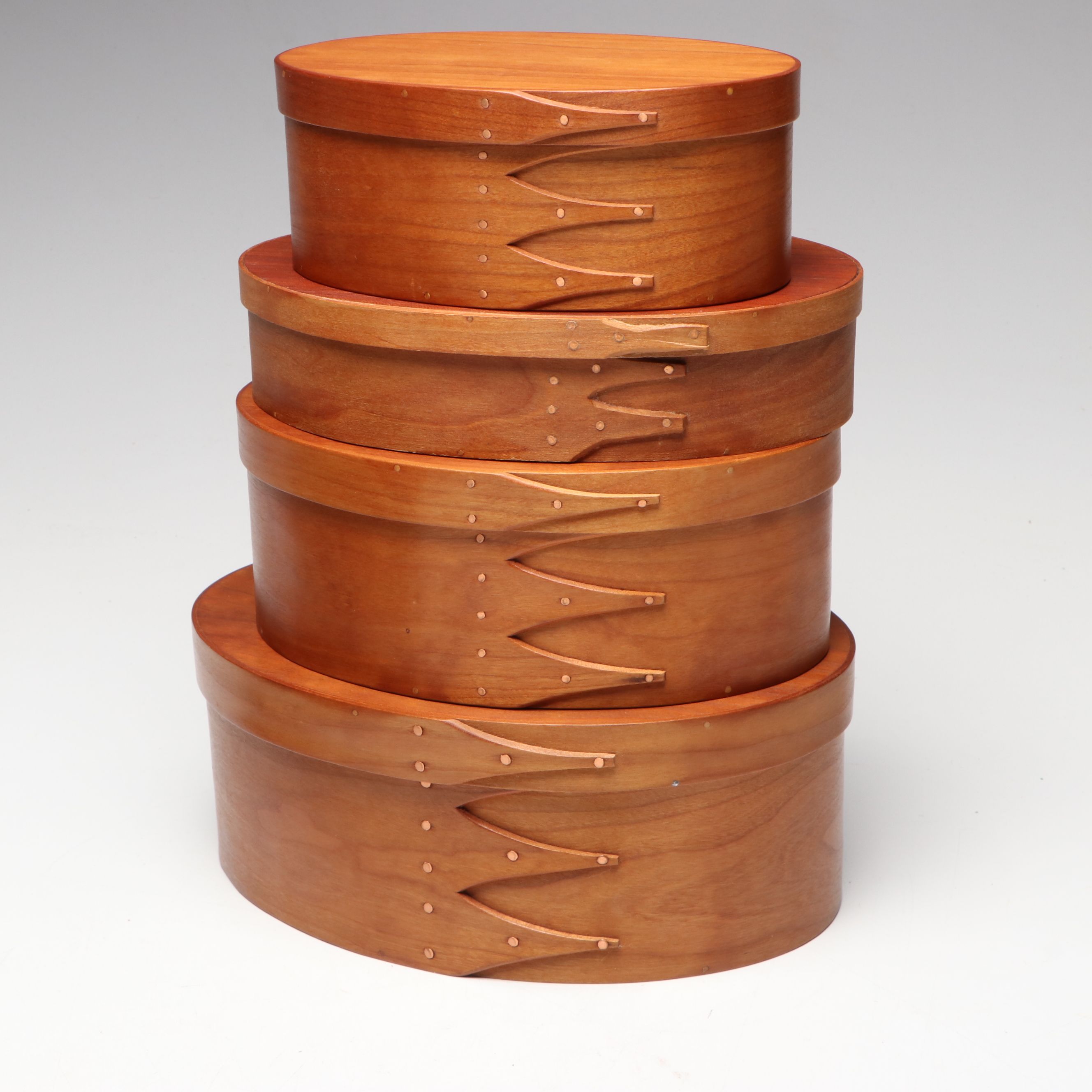 Orleans Carpenters and Other Cherry Wood Shaker Boxes with Divided Carrier