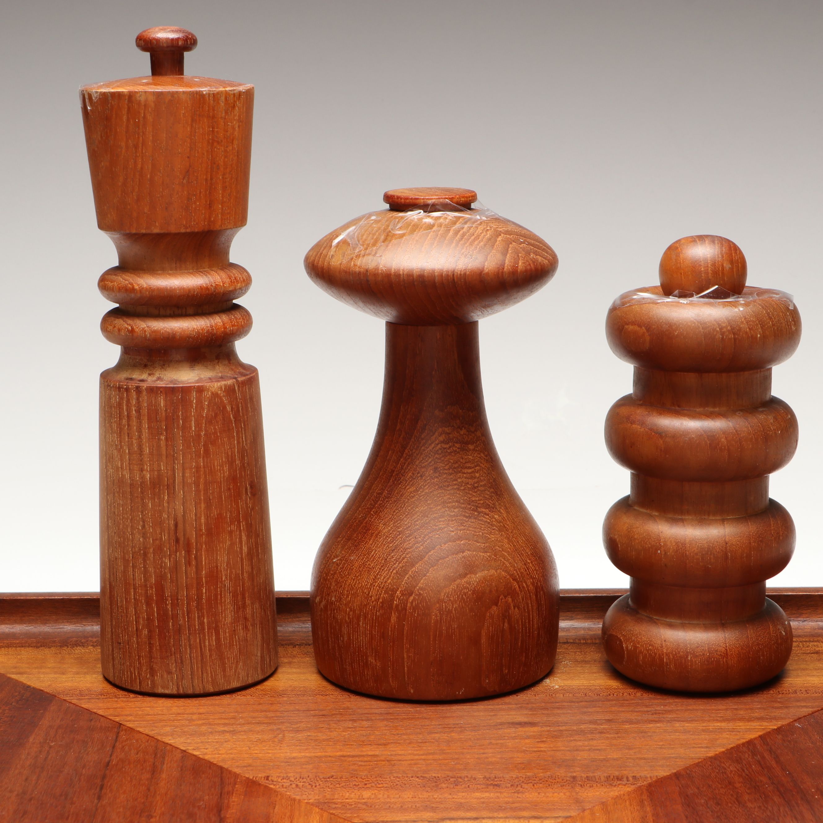 Dansk Teak Salt and Pepper Mills, Serving Trays and Other Wood Kitchenware