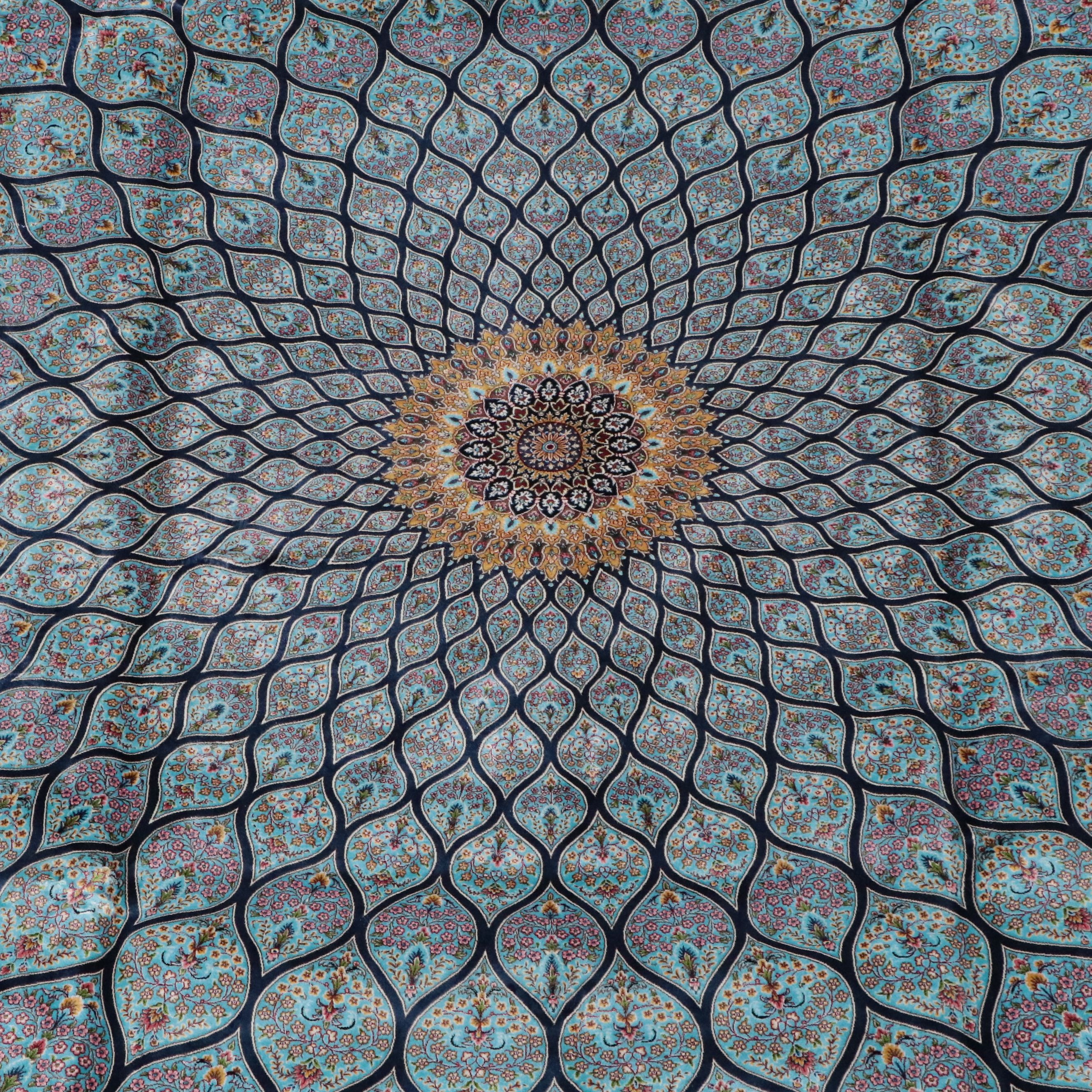 7'11 x 10'4 Machine Made Turkish Qom Silk Area Rug