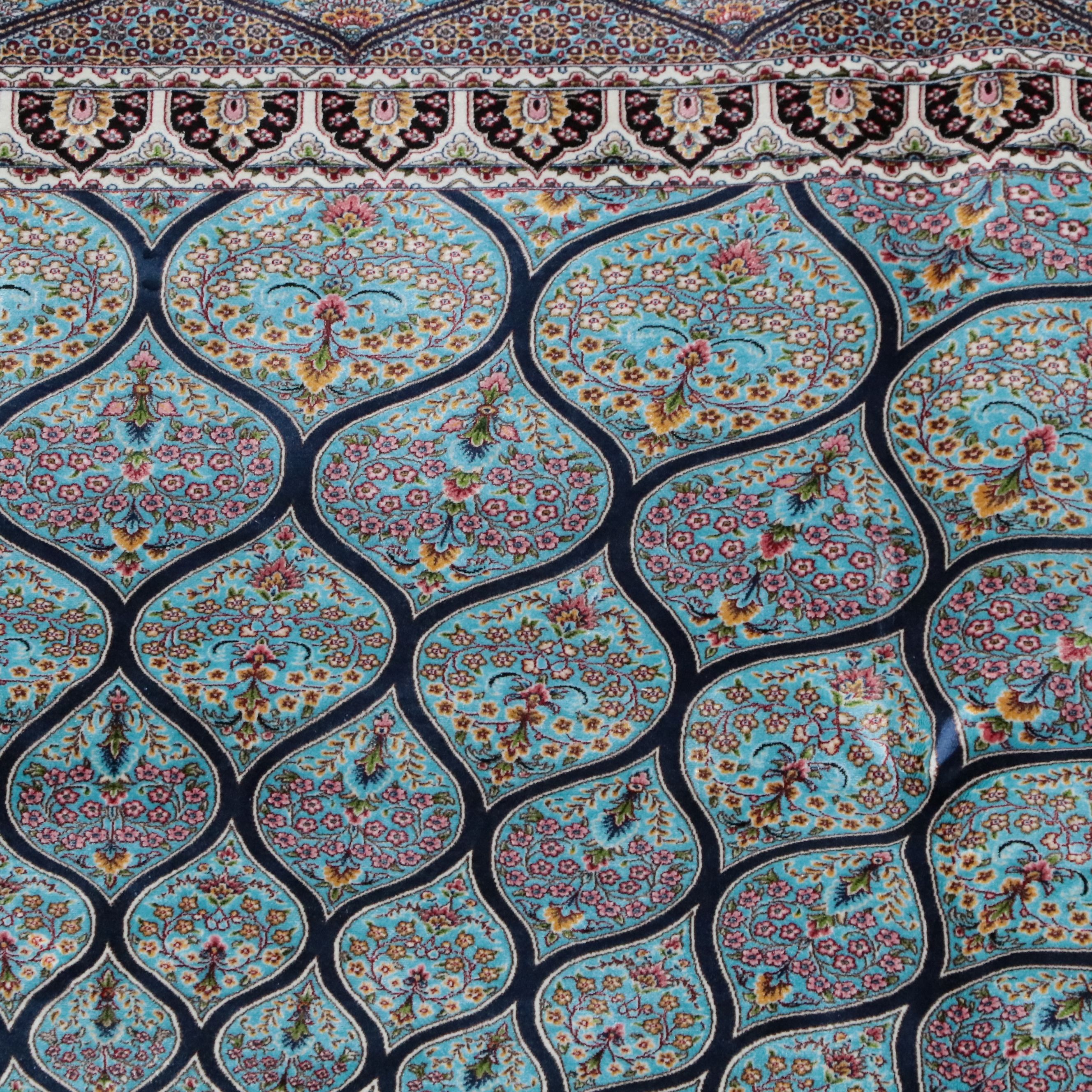 7'11 x 10'4 Machine Made Turkish Qom Silk Area Rug