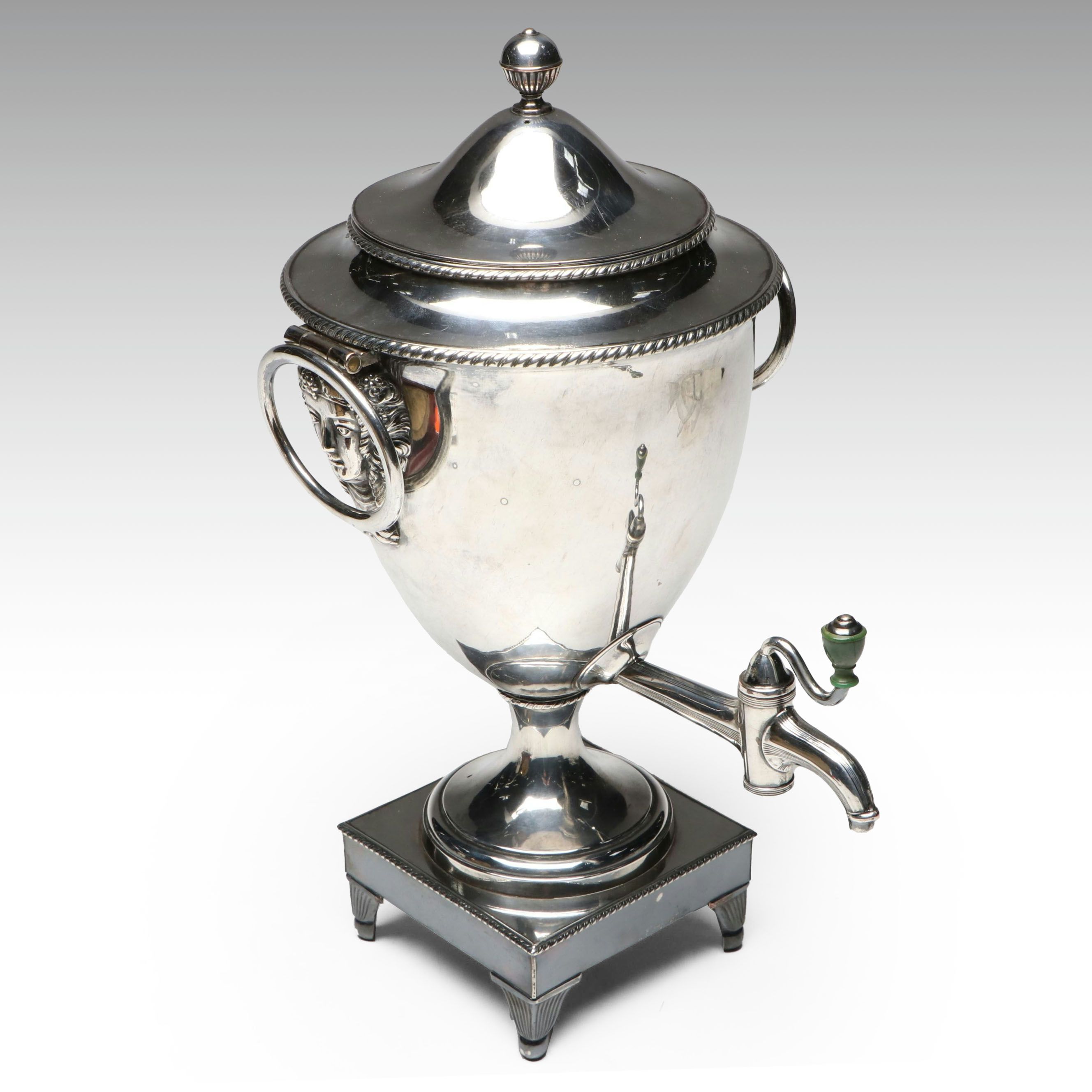 Neoclassical Style Silver Plate Footed Samovar