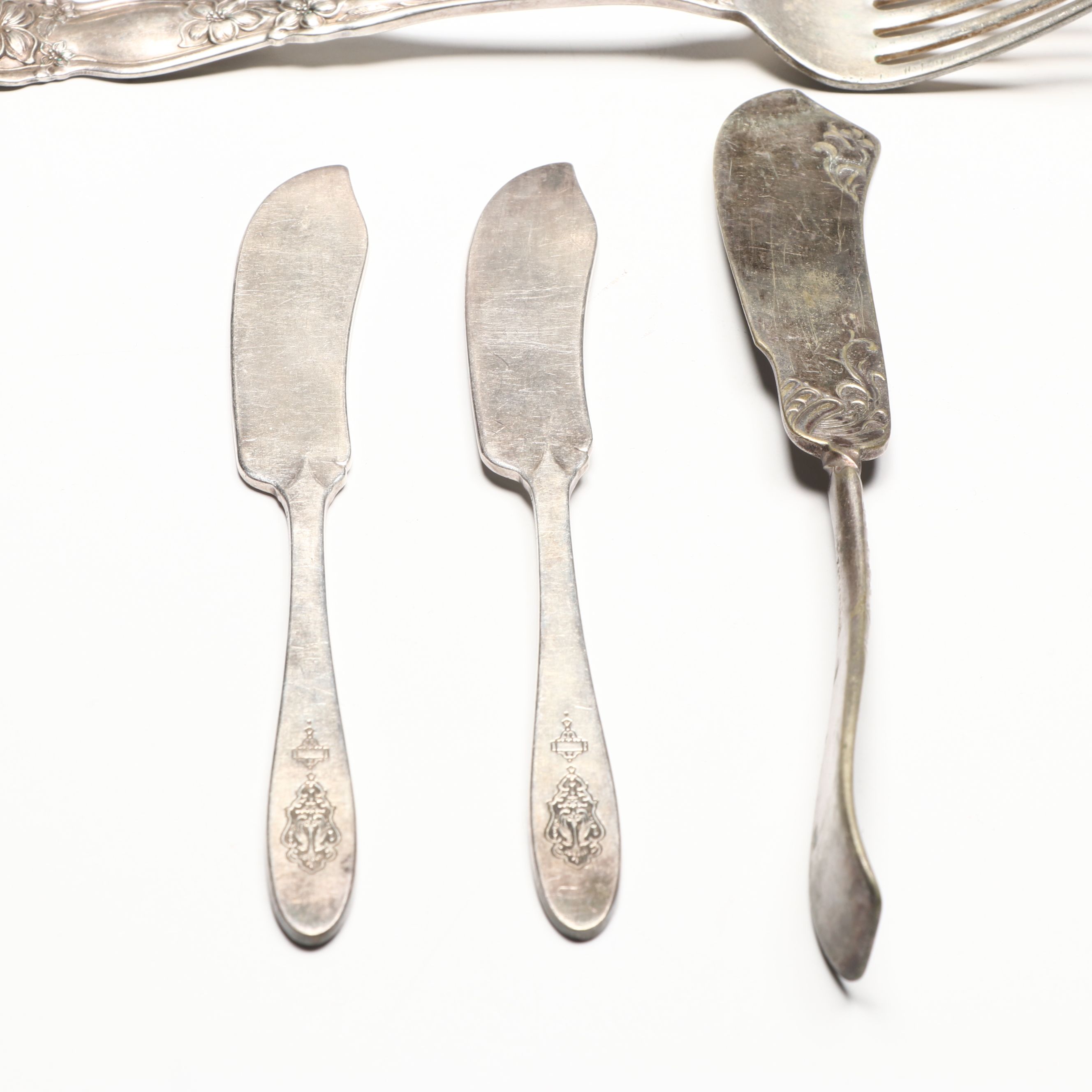 Poole and Leonard Silver Plate Candelabra with More Plate Utensils and Tableware