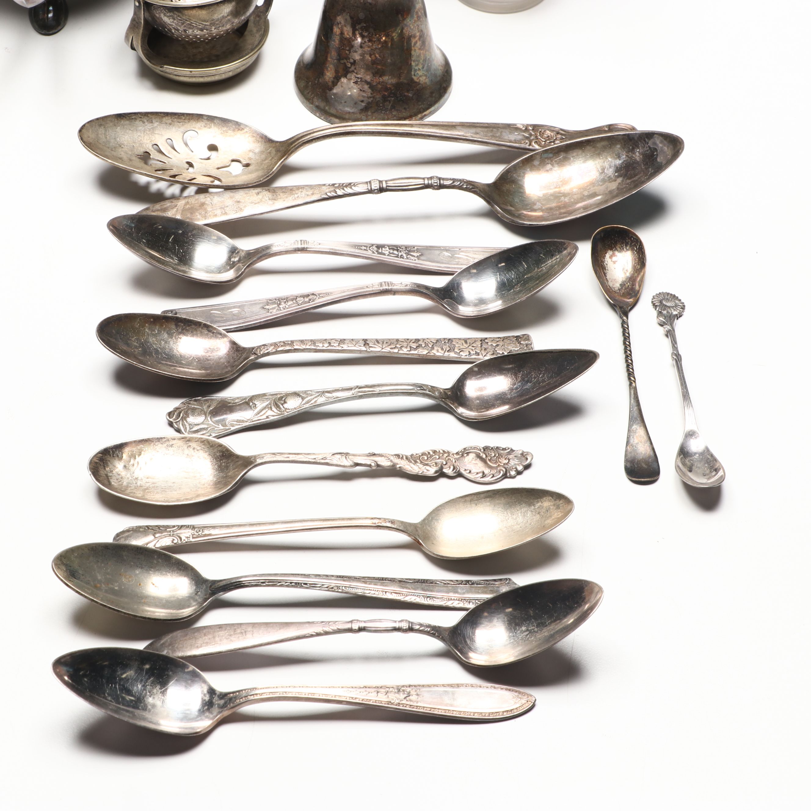 Poole and Leonard Silver Plate Candelabra with More Plate Utensils and Tableware