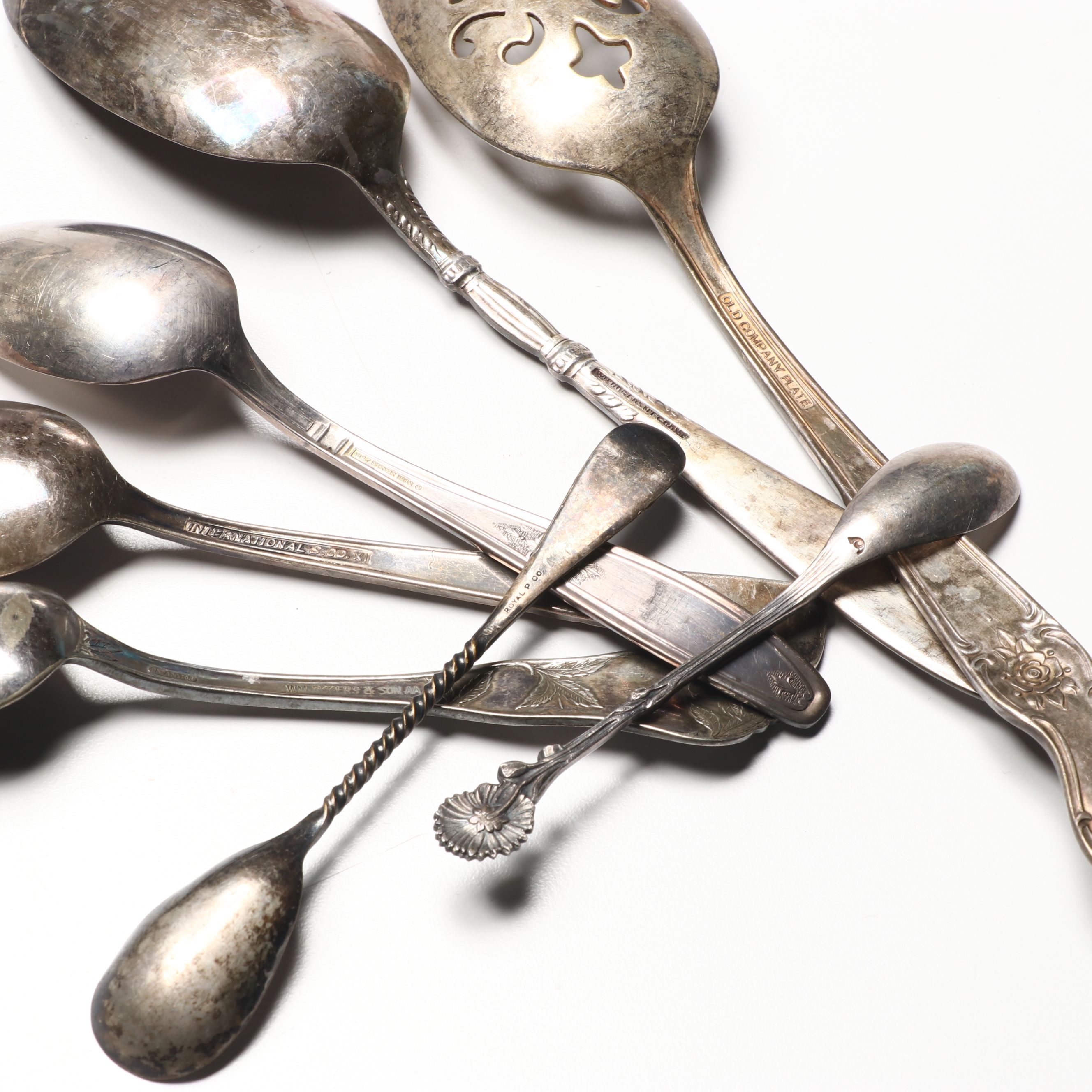 Poole and Leonard Silver Plate Candelabra with More Plate Utensils and Tableware