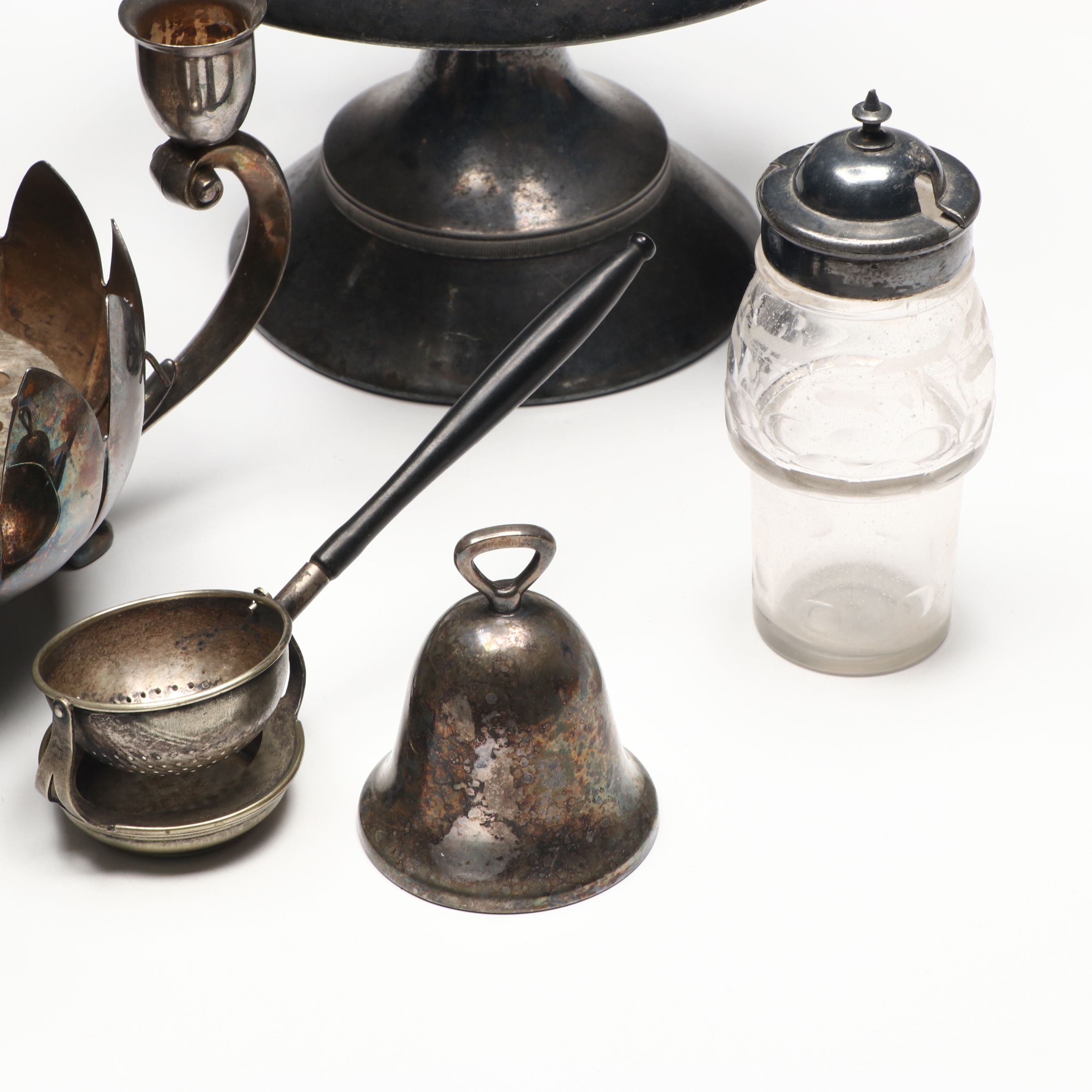 Poole and Leonard Silver Plate Candelabra with More Plate Utensils and Tableware