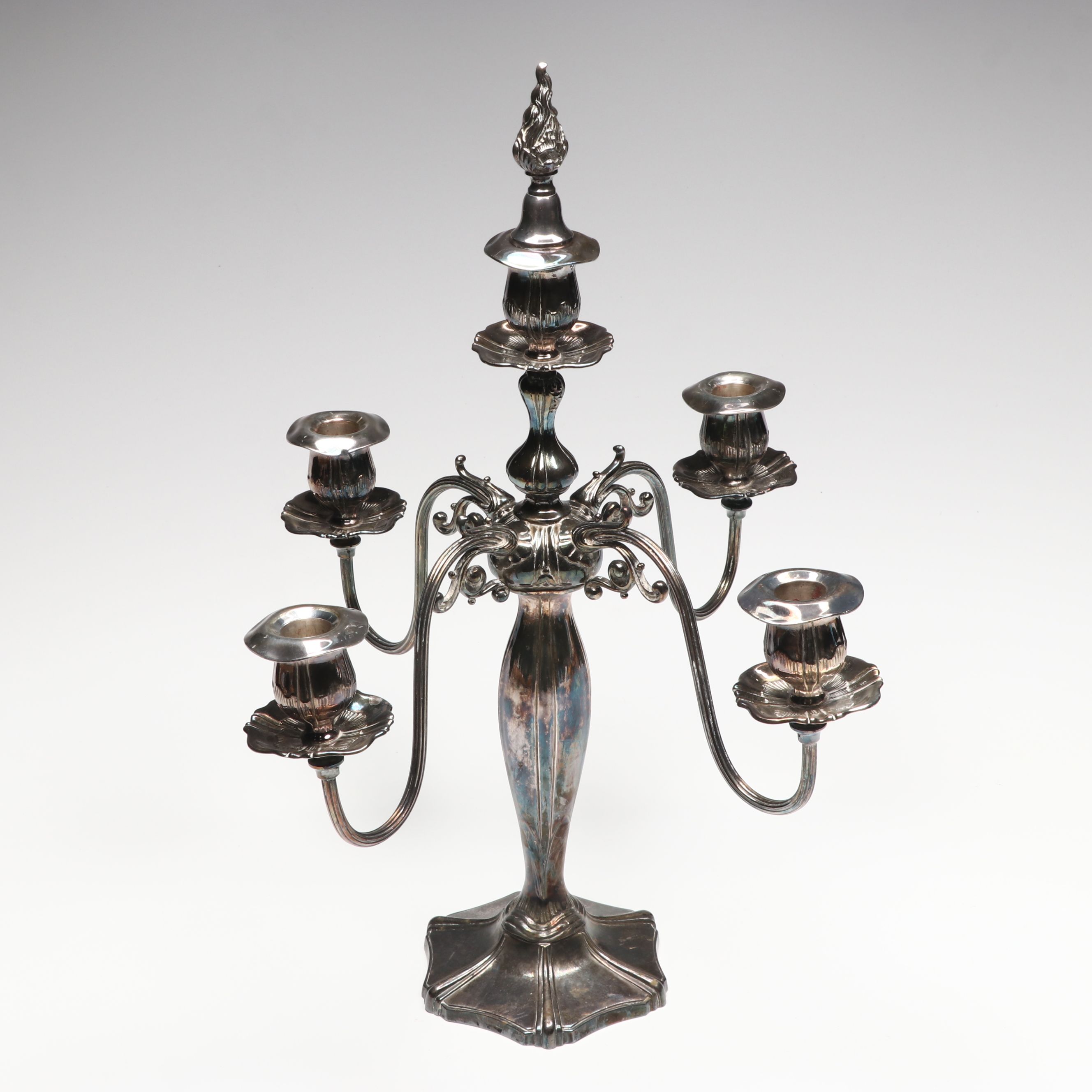 Poole and Leonard Silver Plate Candelabra with More Plate Utensils and Tableware