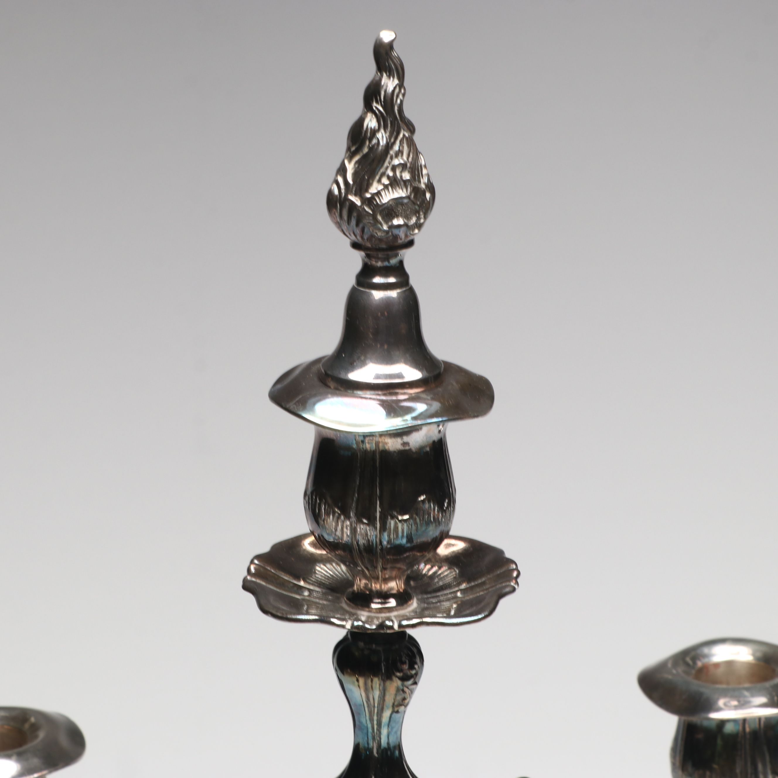 Poole and Leonard Silver Plate Candelabra with More Plate Utensils and Tableware