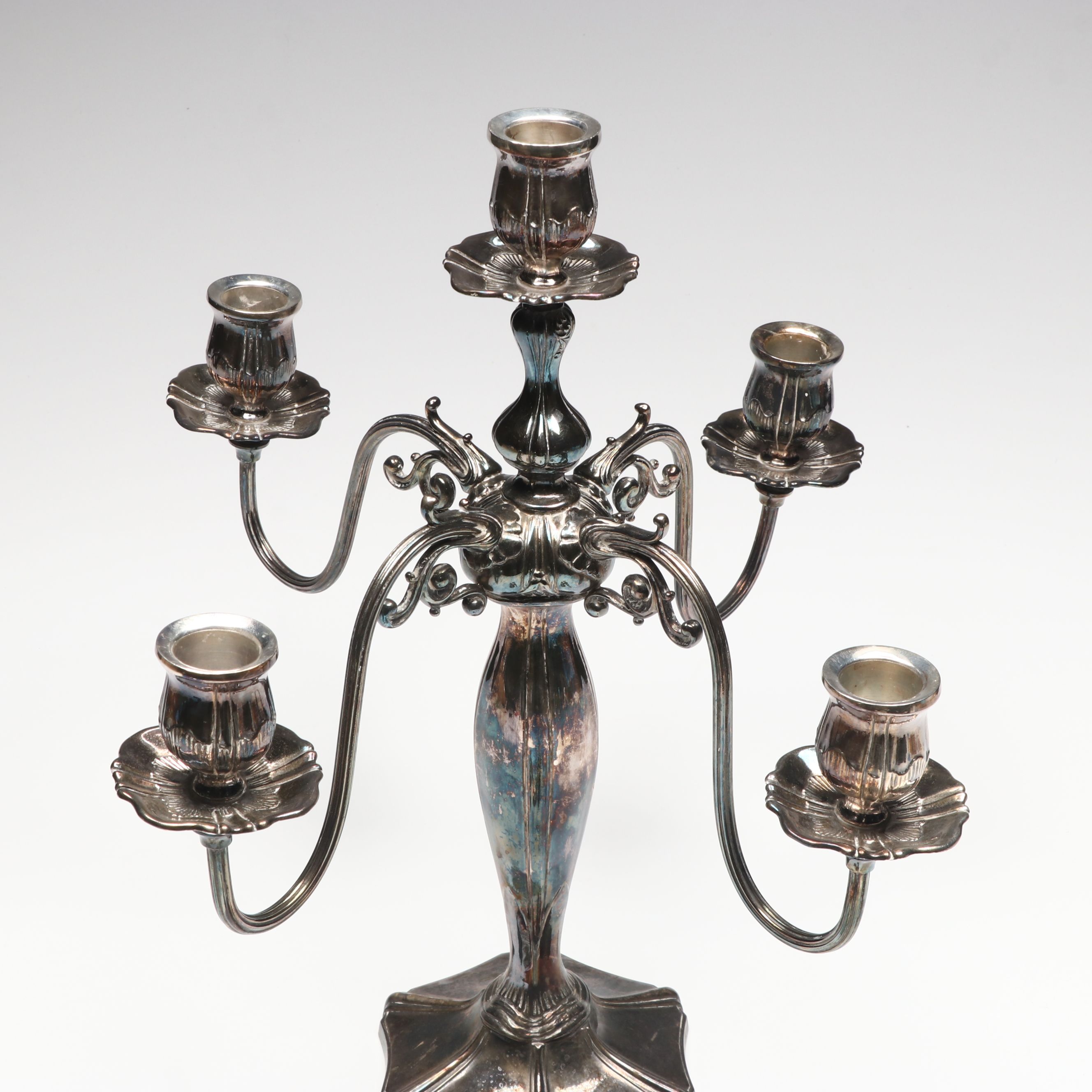 Poole and Leonard Silver Plate Candelabra with More Plate Utensils and Tableware