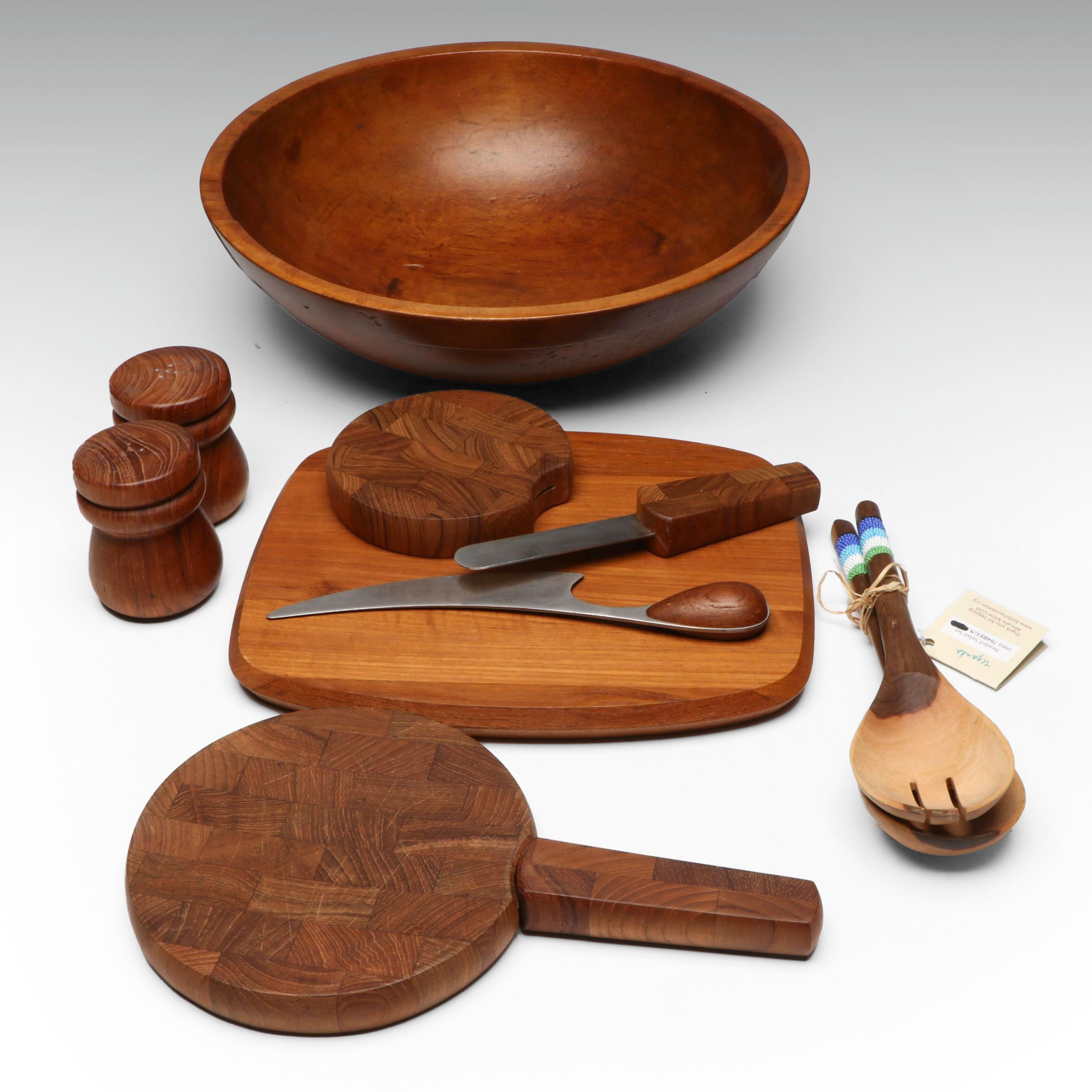 Dansk Wooden Cheese Board and Knife with More Wooden Serveware