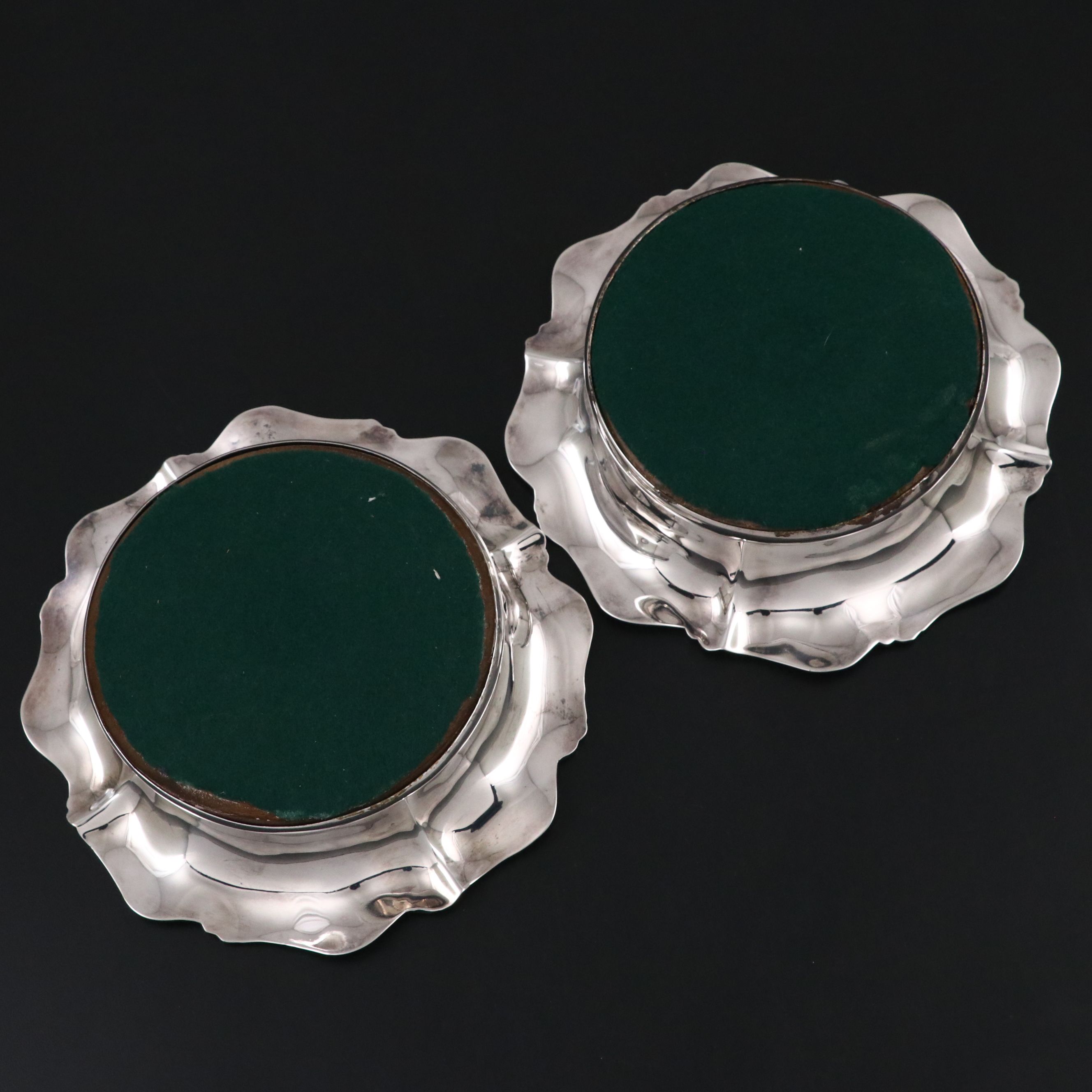 Antique Grapevine Silver Plate Wine Coasters, Late 19th/Early 20th C.