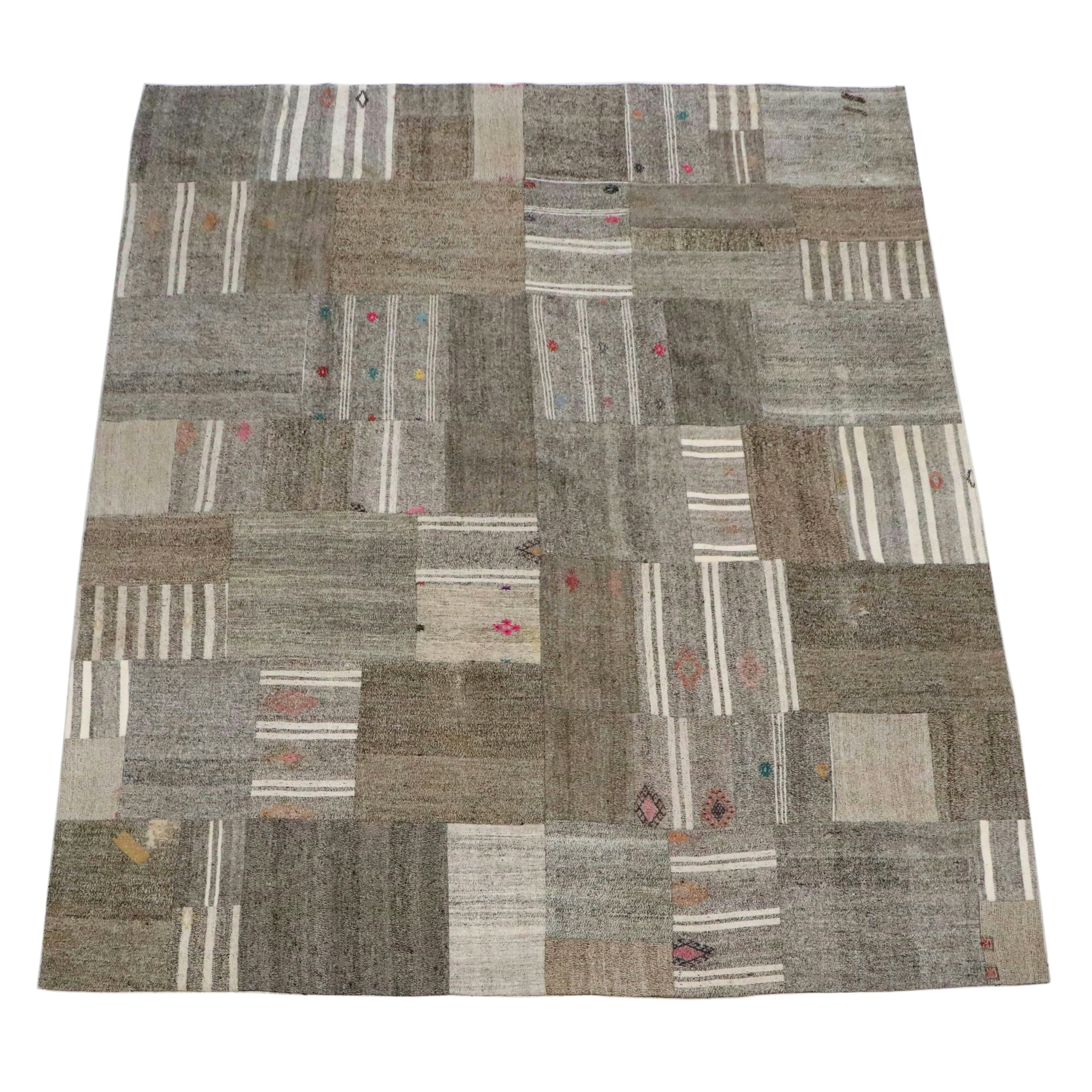 9'8 x 13'2 Handmade Turkish Patchwork Room-Sized Rug