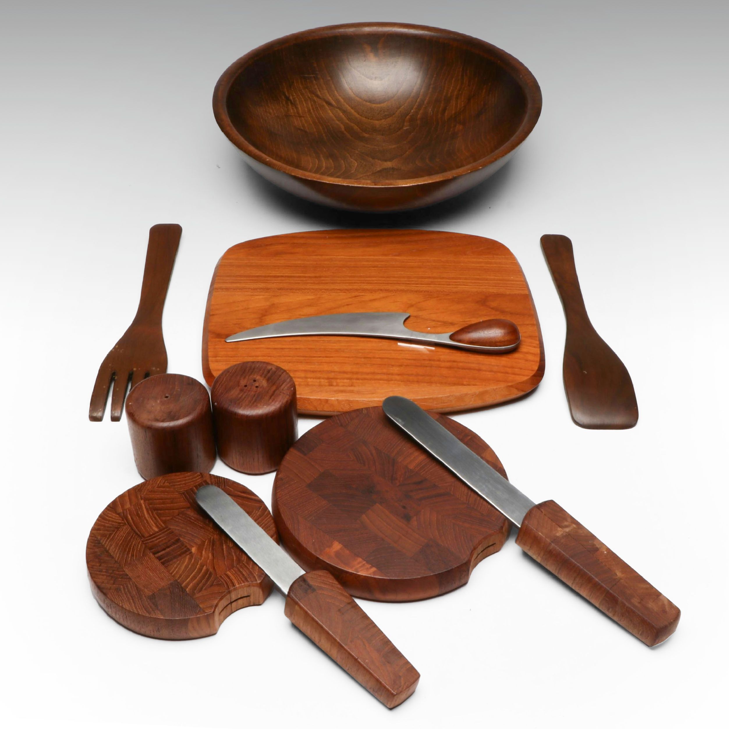 Dansk Wooden Cheese Board and Knife with More Wooden Serveware