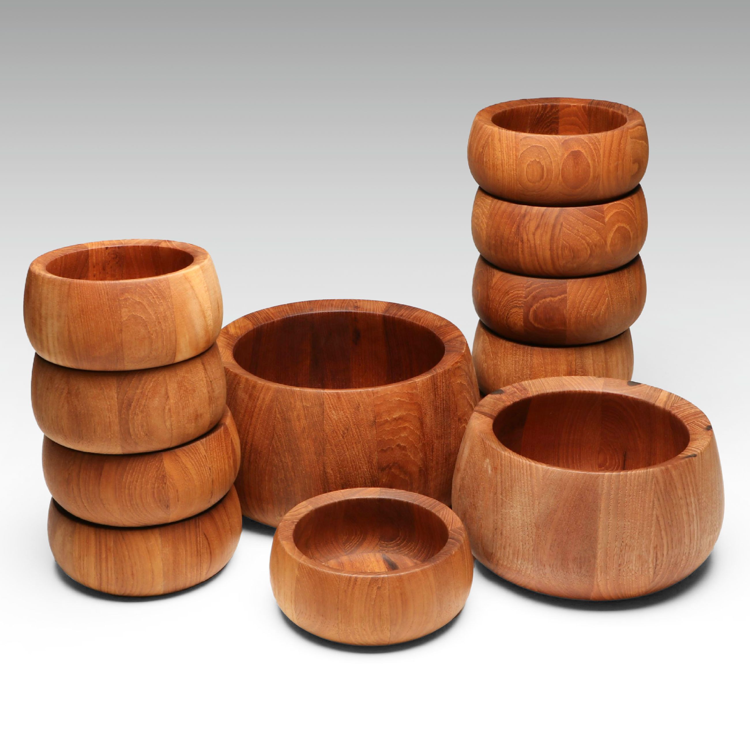 Dansk Mid Century Modern Teak Wood Serving and Salad Bowls