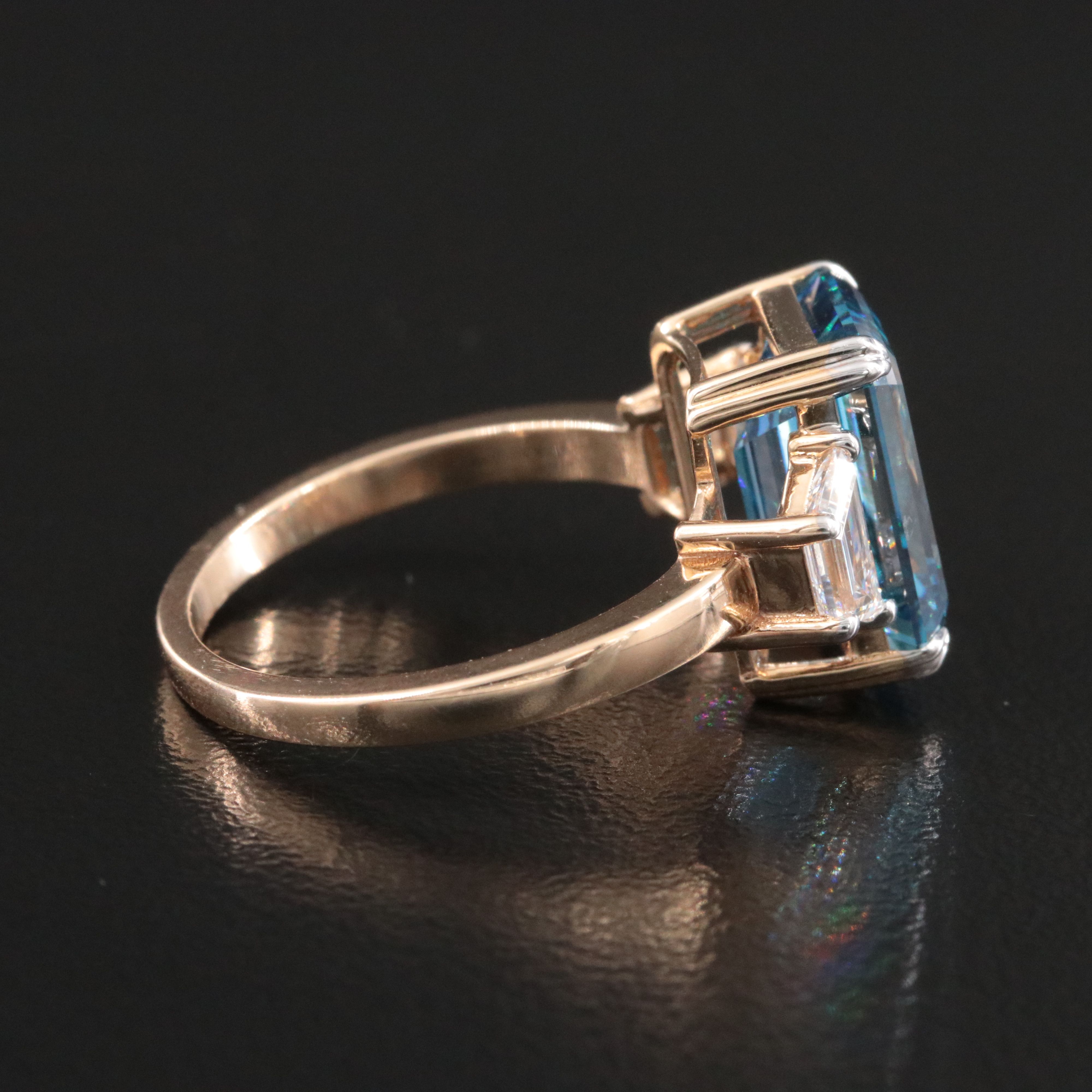 14K 5.70 CTW Lab Grown Diamond Ring with Fancy Vivid Blue Center and IGI Report