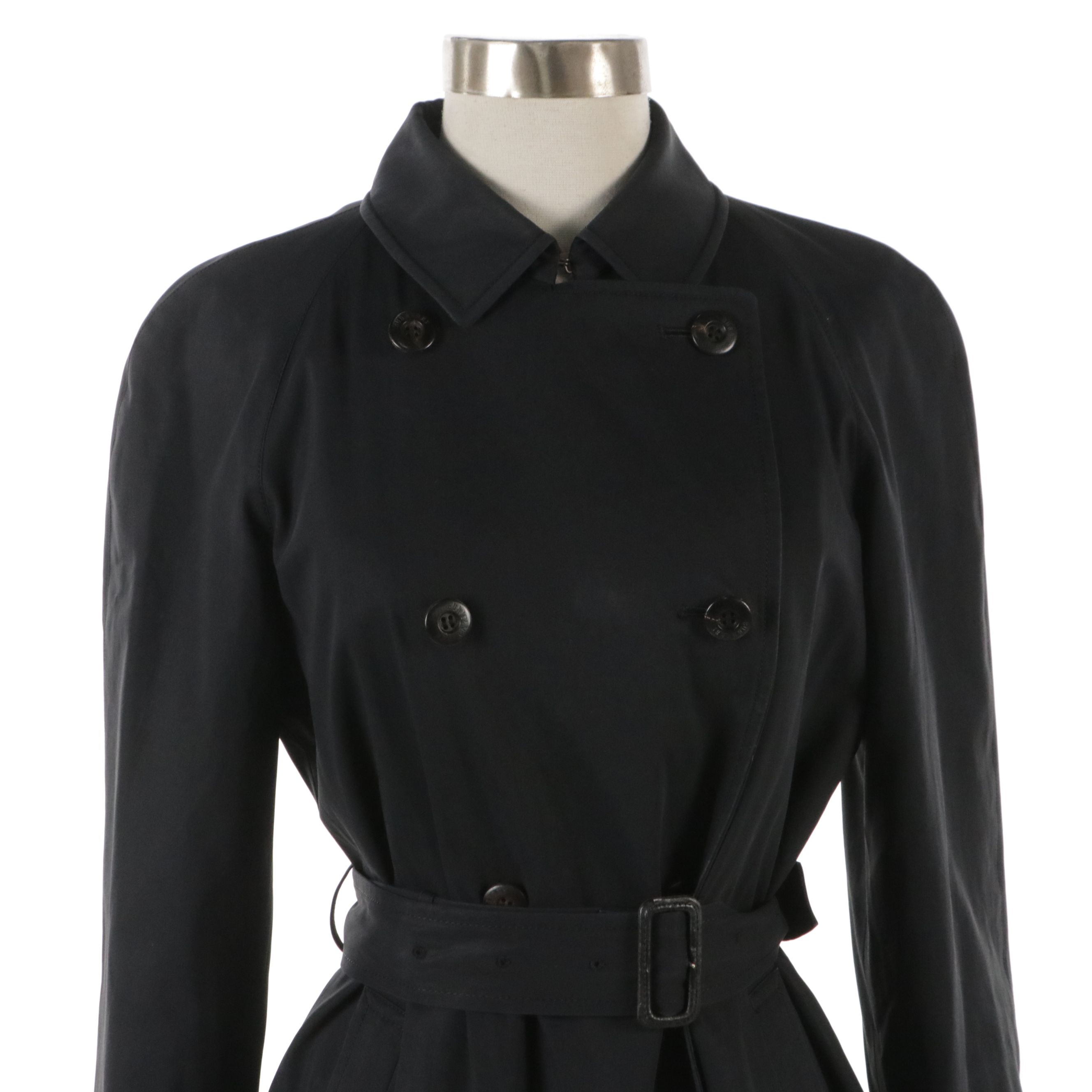 Burberry London Double-Breasted Trench Coat in PU Coated Cotton
