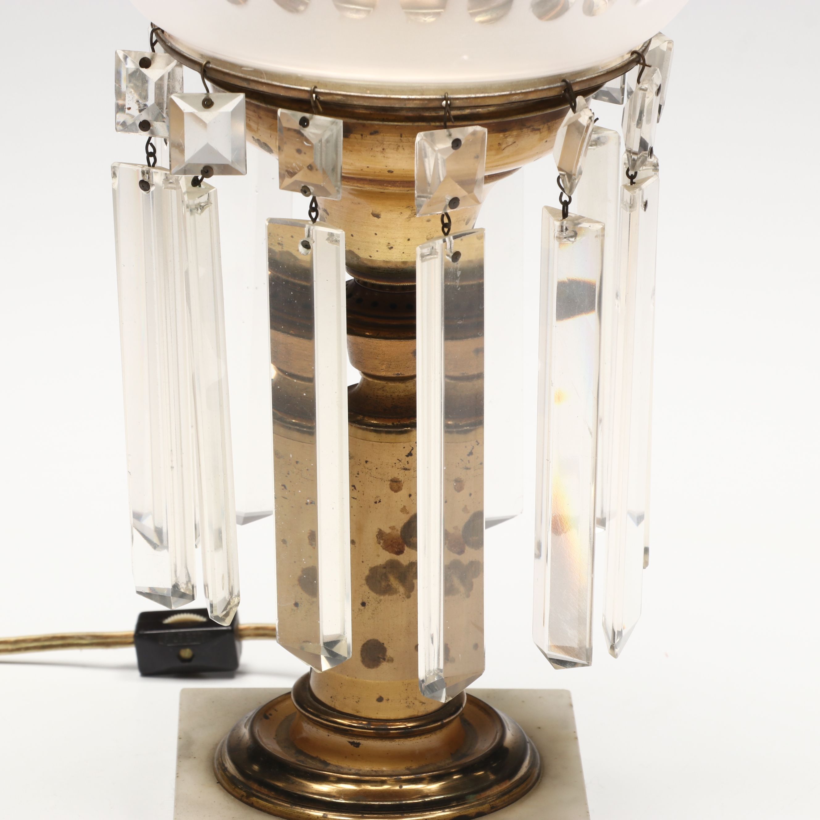 Bohemian Style Etched Glass and Crystal Accent Lamp