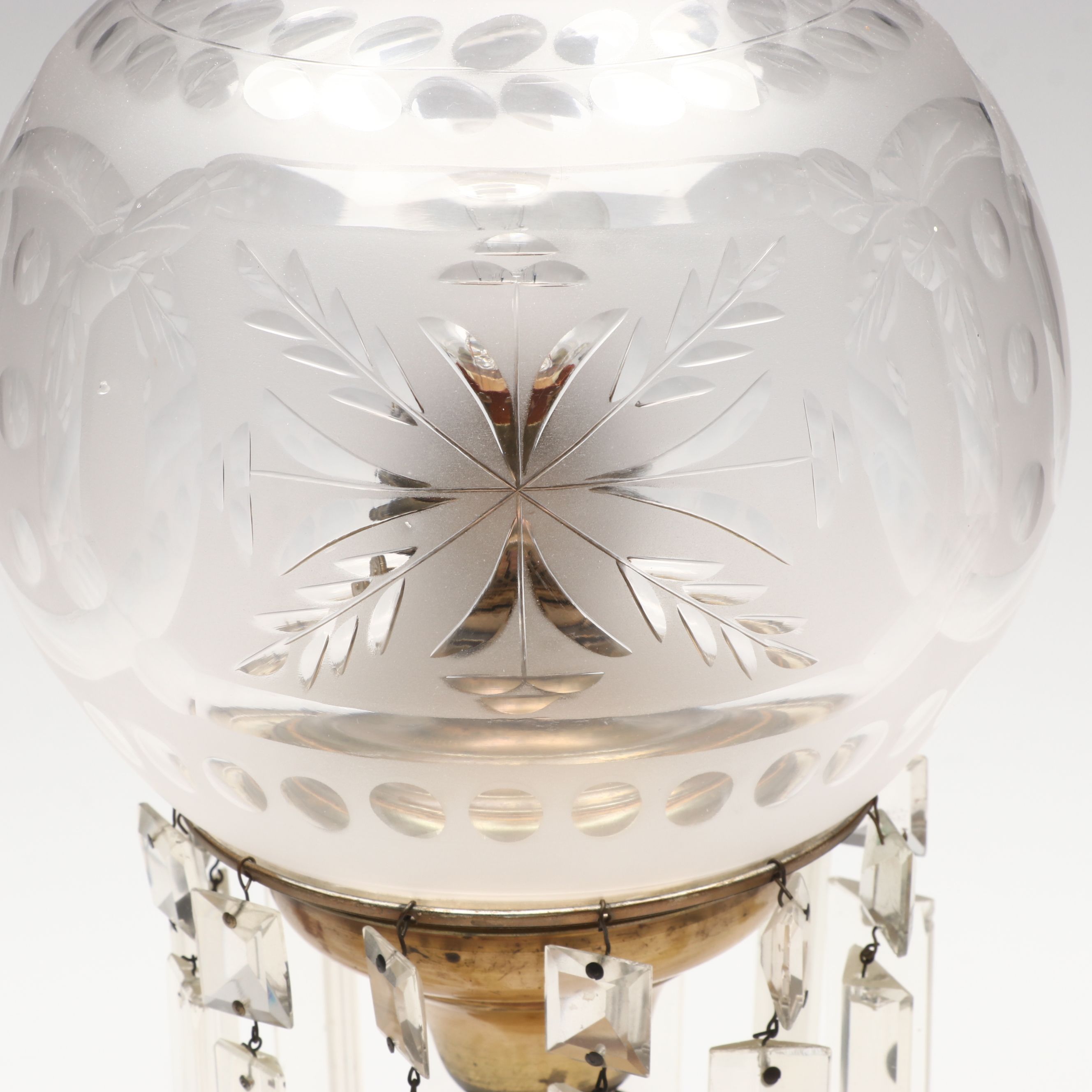 Bohemian Style Etched Glass and Crystal Accent Lamp