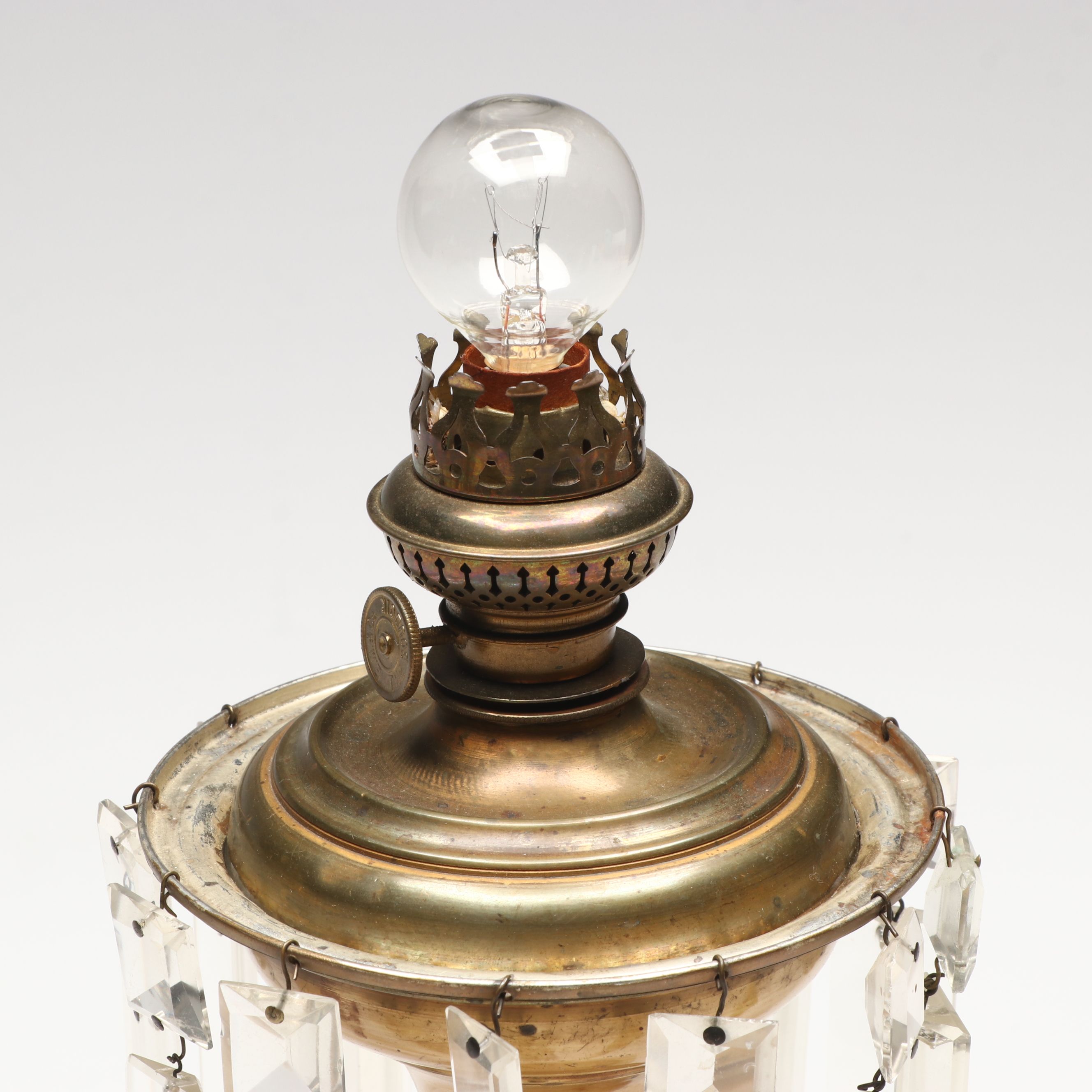 Bohemian Style Etched Glass and Crystal Accent Lamp