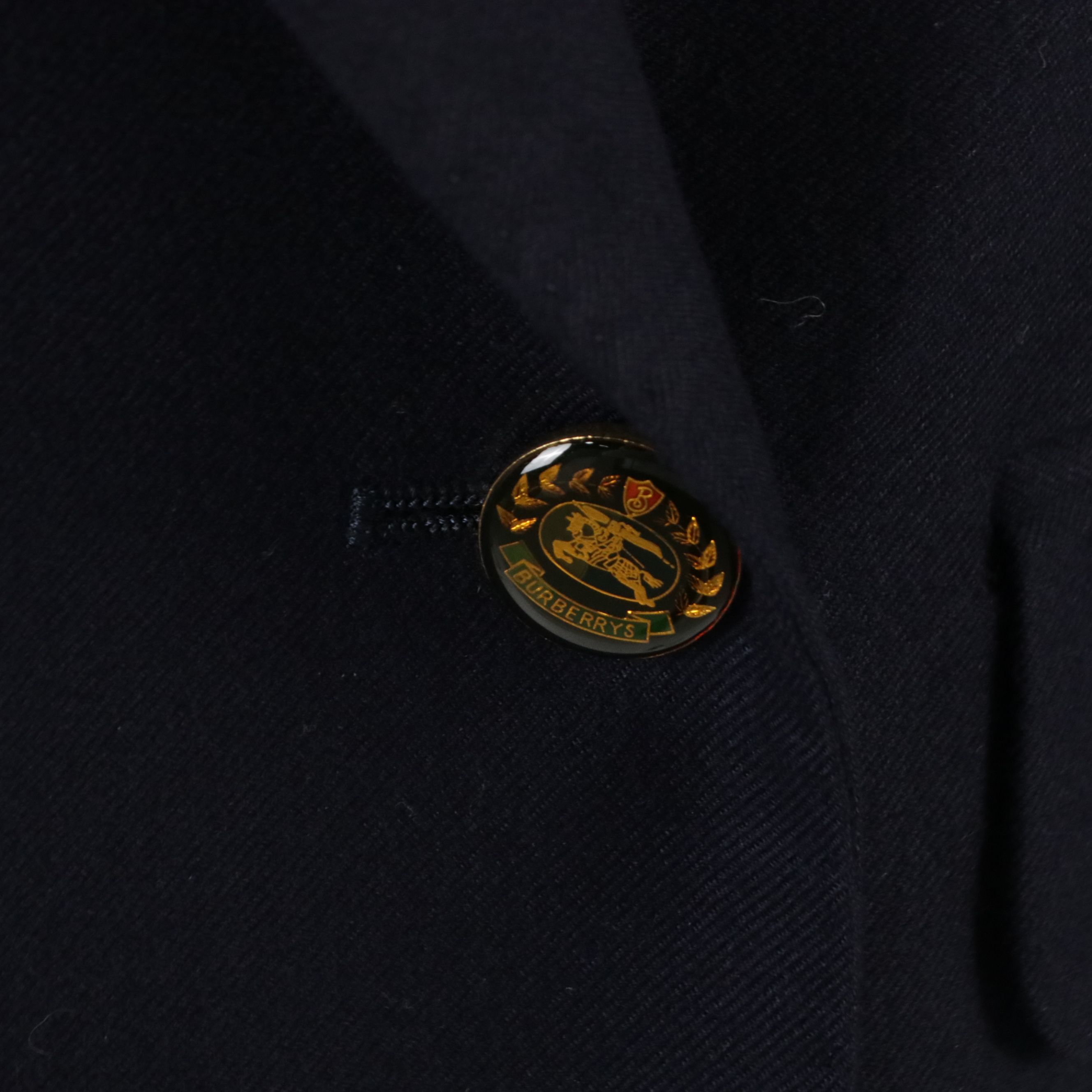 Burberrys Vintage Double-Breasted Skirt Suit in Navy Blue Wool