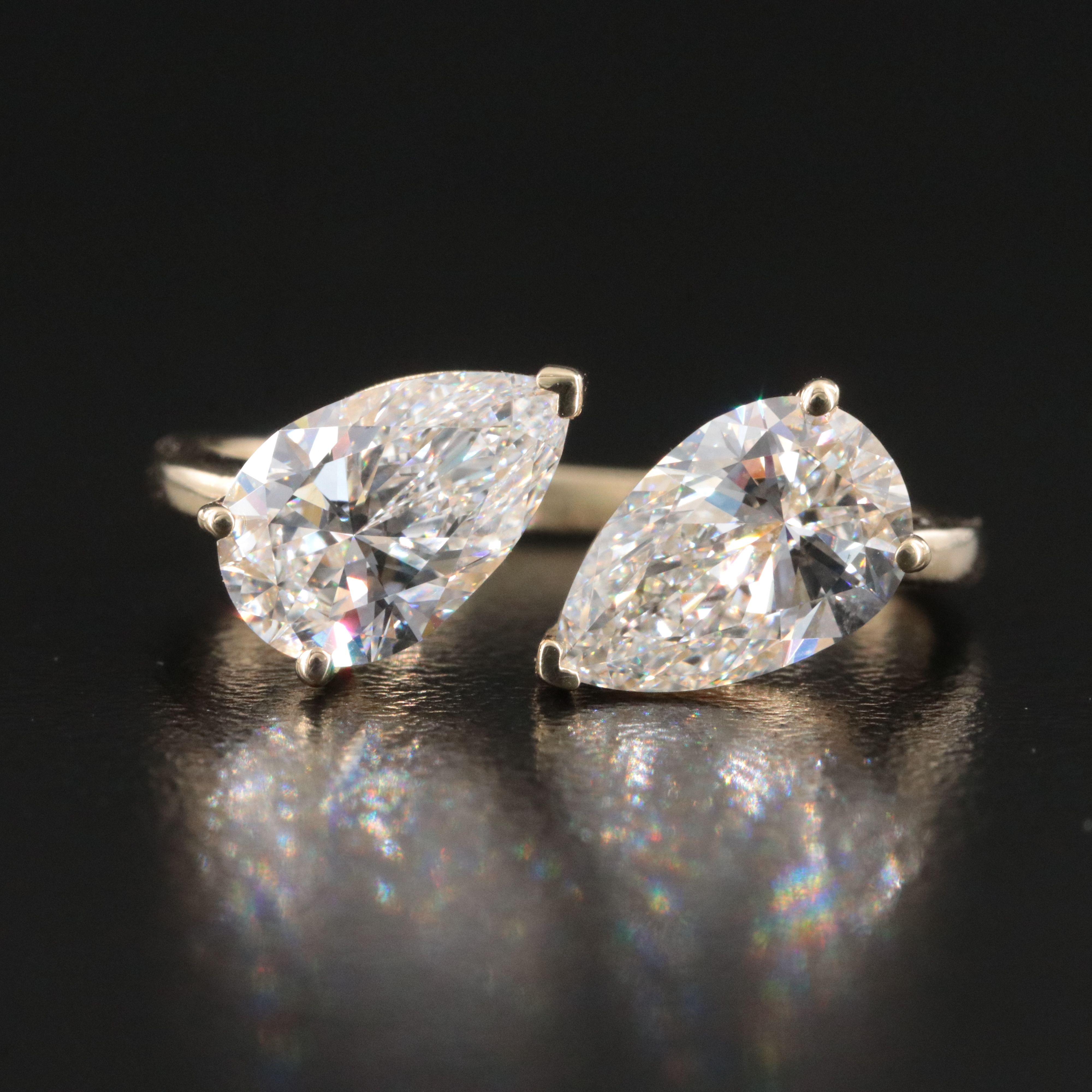 14K 2.82 CTW Lab Grown Diamond Toi et Moi Bypass Ring with IGI Reports