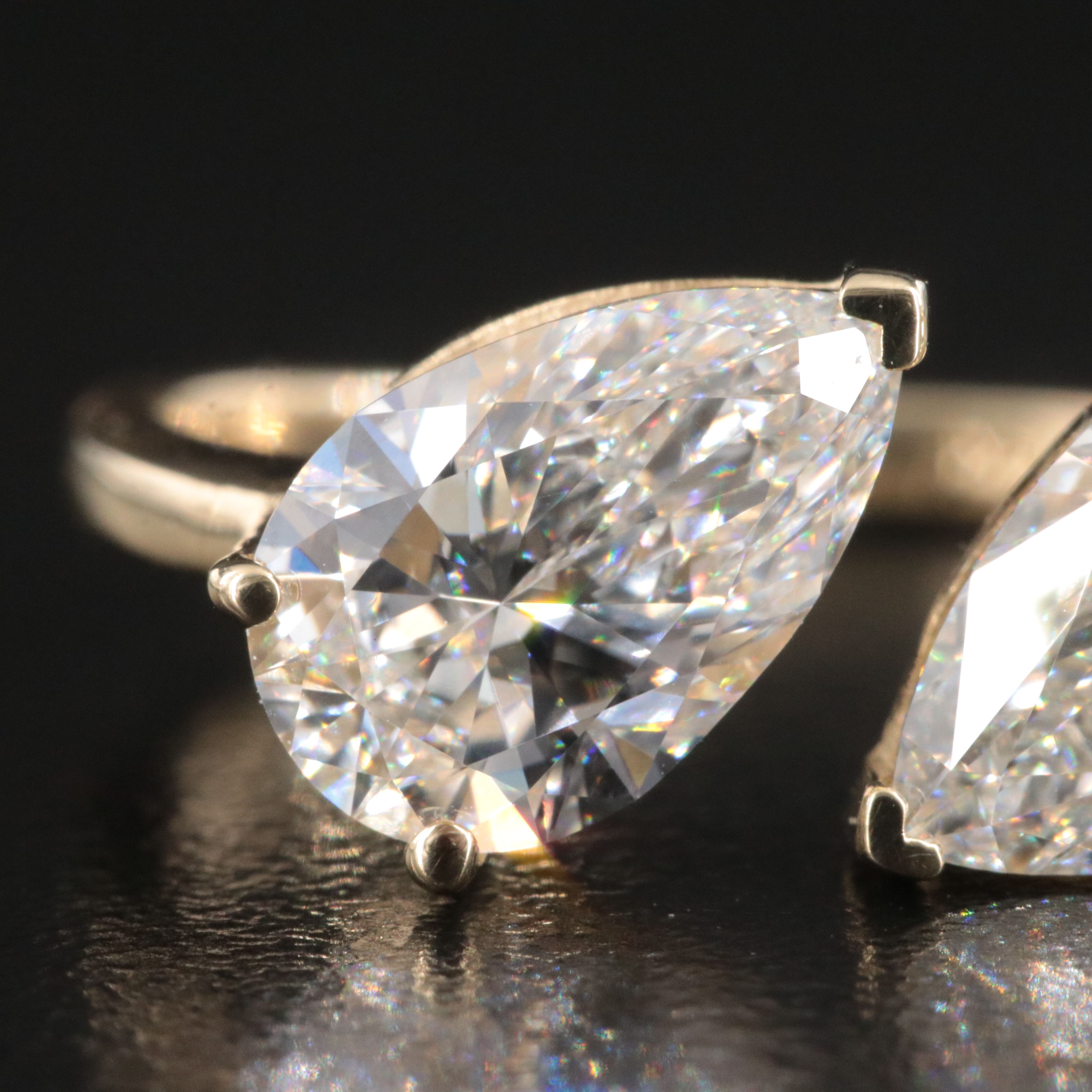 14K 2.82 CTW Lab Grown Diamond Toi et Moi Bypass Ring with IGI Reports