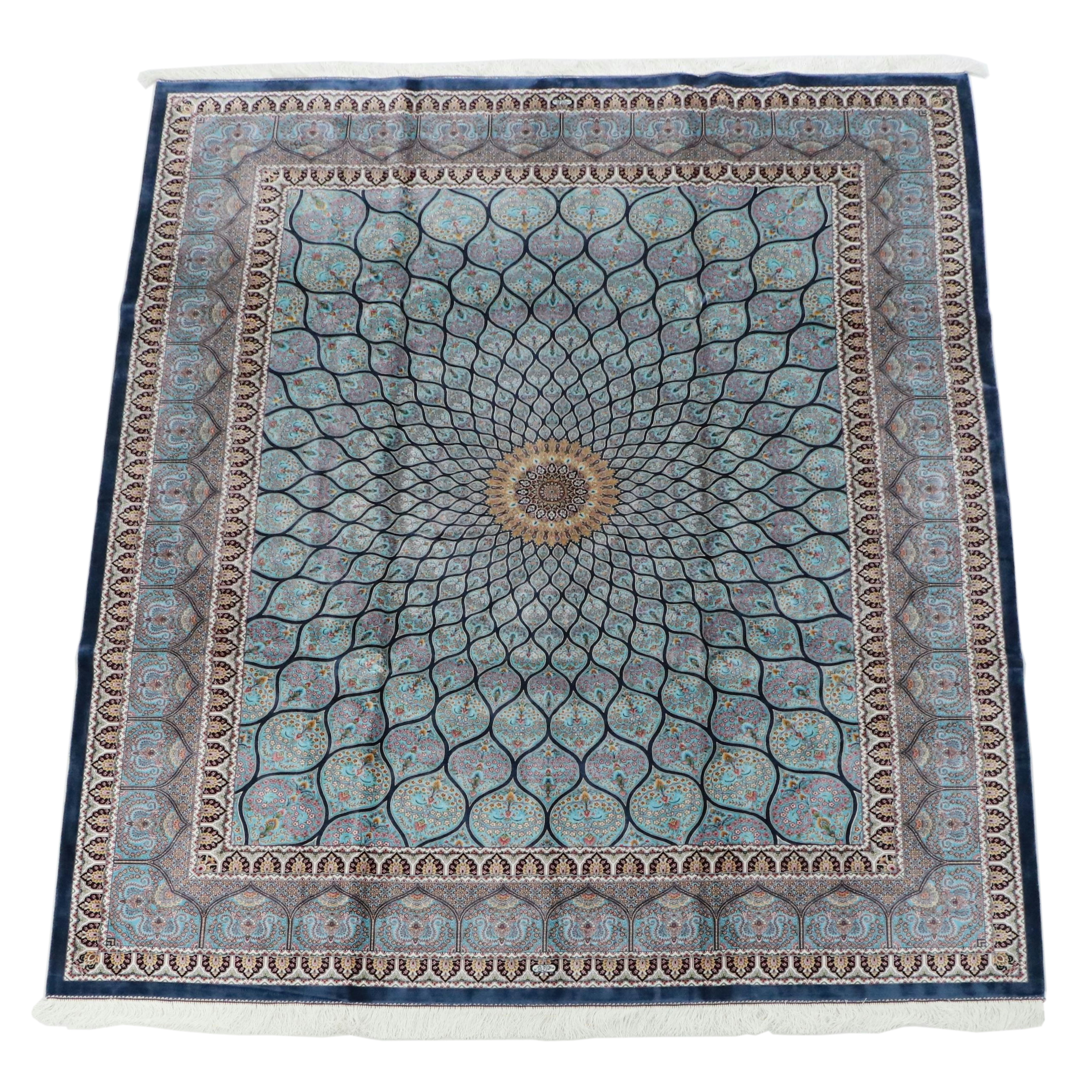 7'11 x 10'4 Machine Made Turkish Qom Silk Area Rug