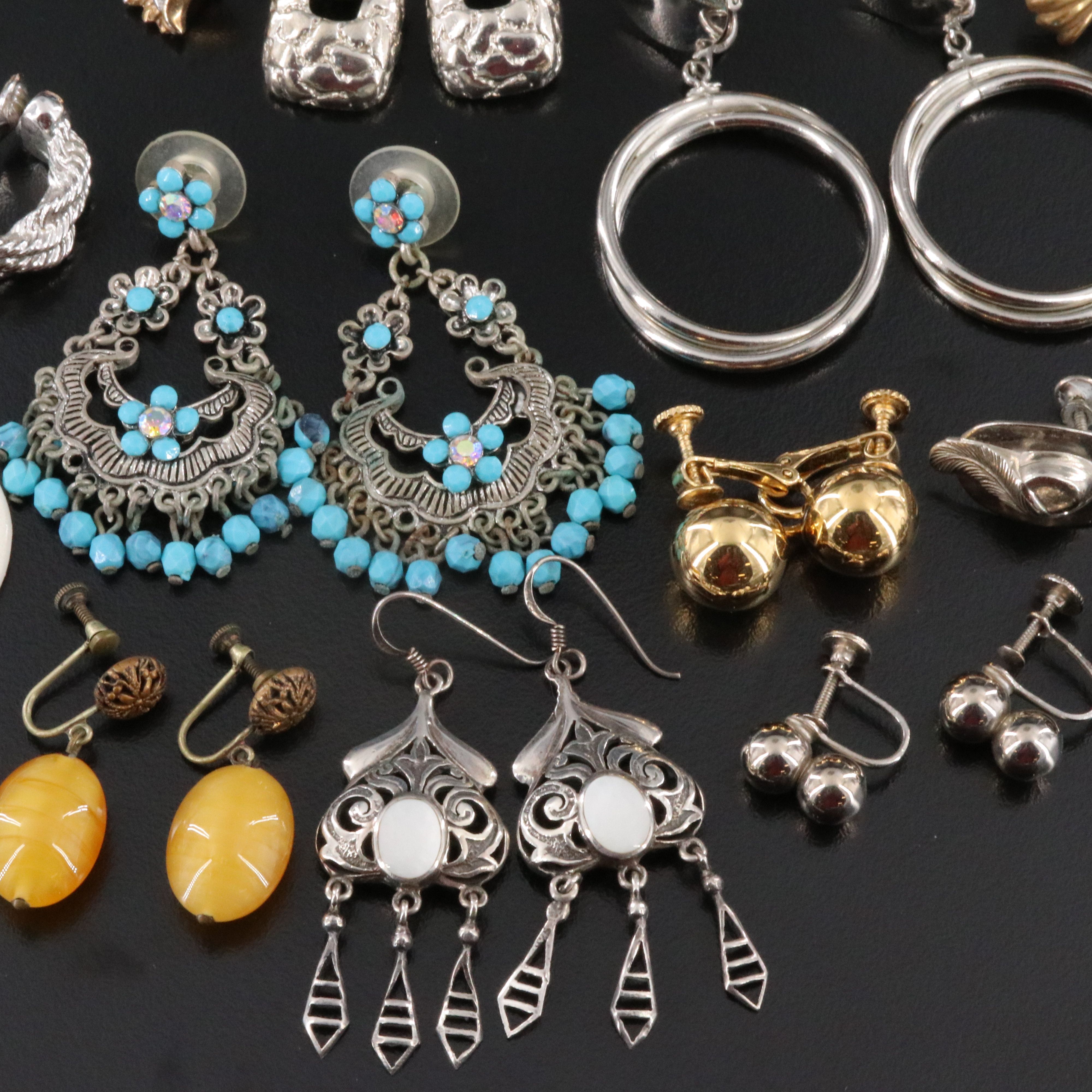 Earring Collection Featuring Sterling, Mother-of-Pearl and Faux Pearl