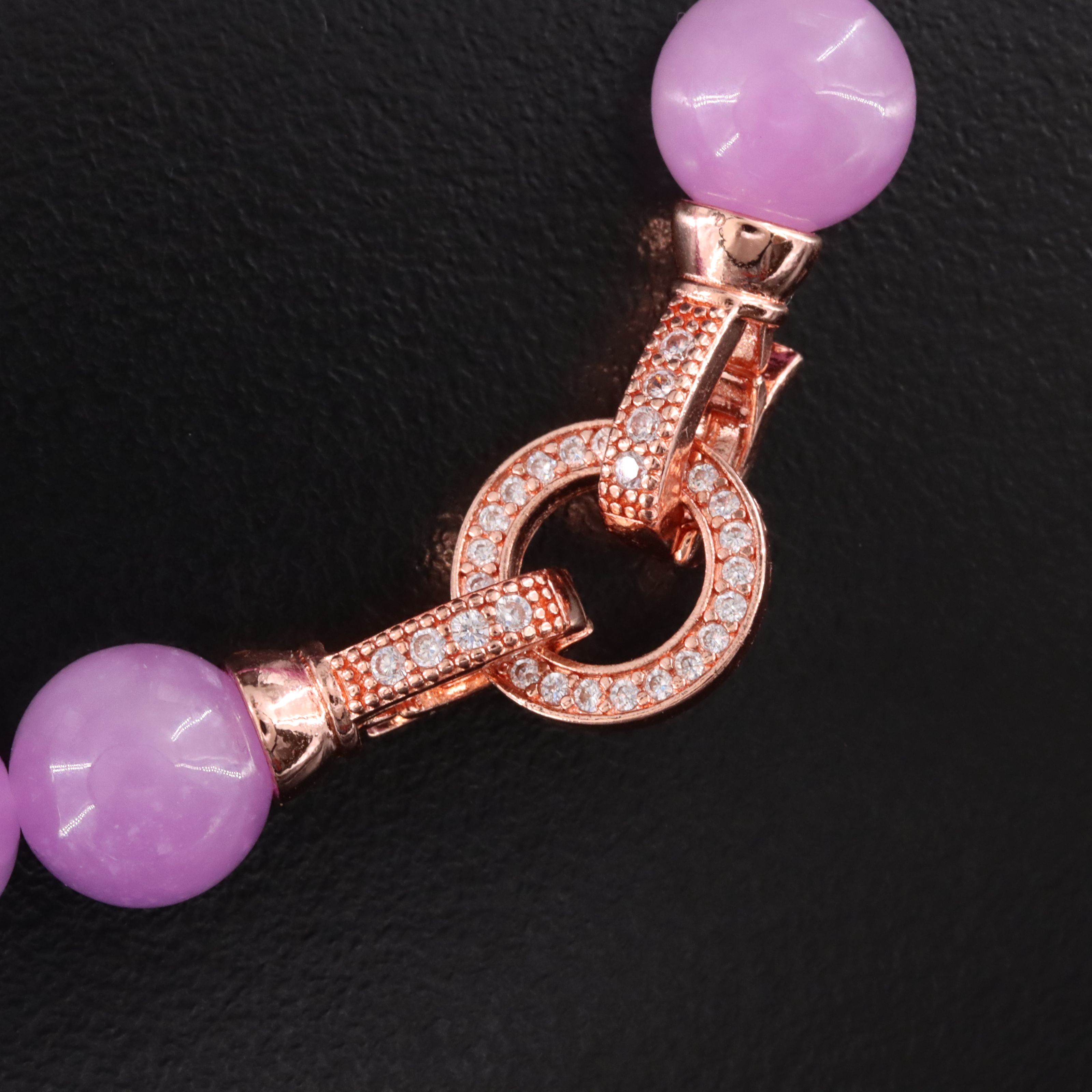 Jadeite and CZ Necklace with Circle Clasp