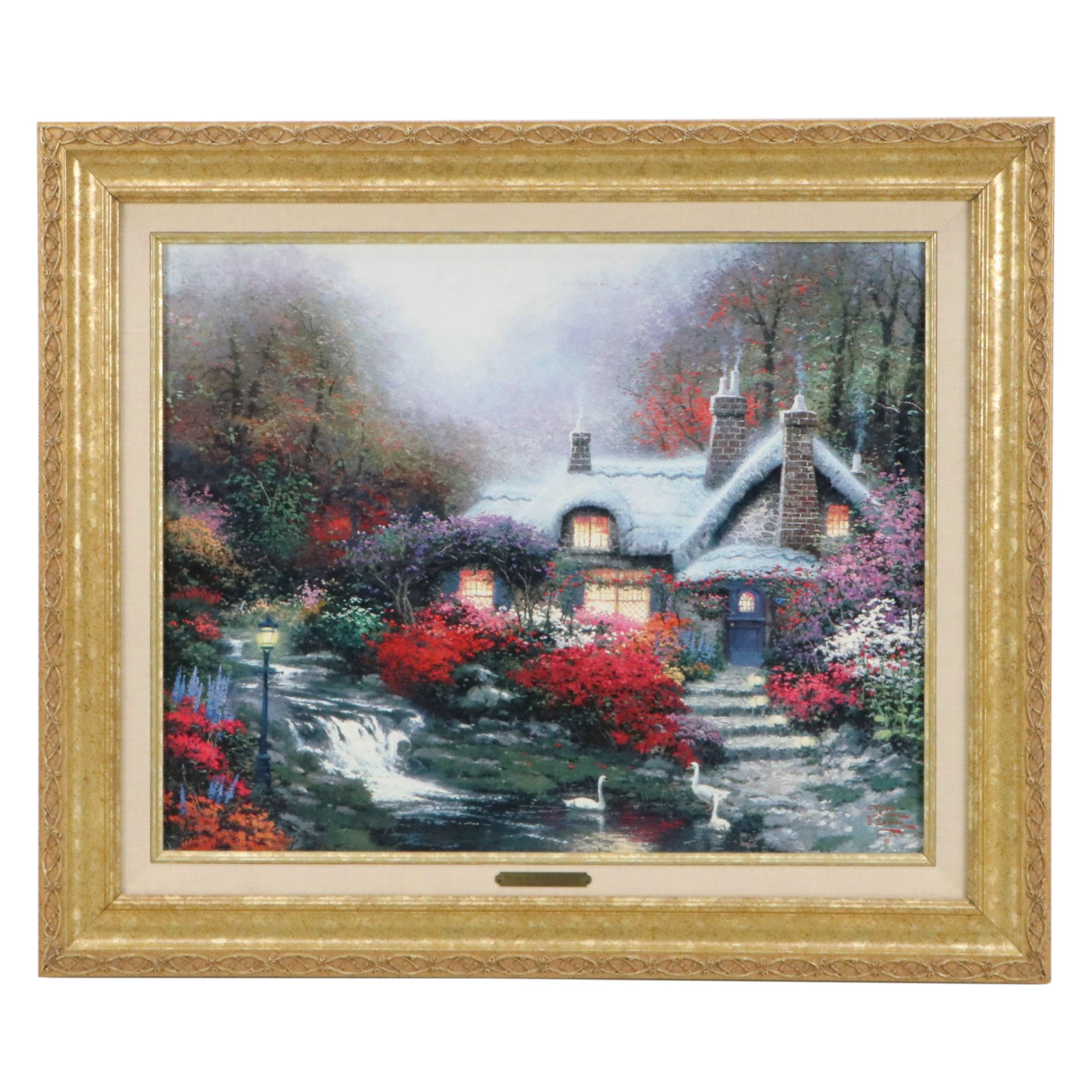Thomas Kinkade Offset Lithograph "Evening at Swanbrooke Cottage," 1998