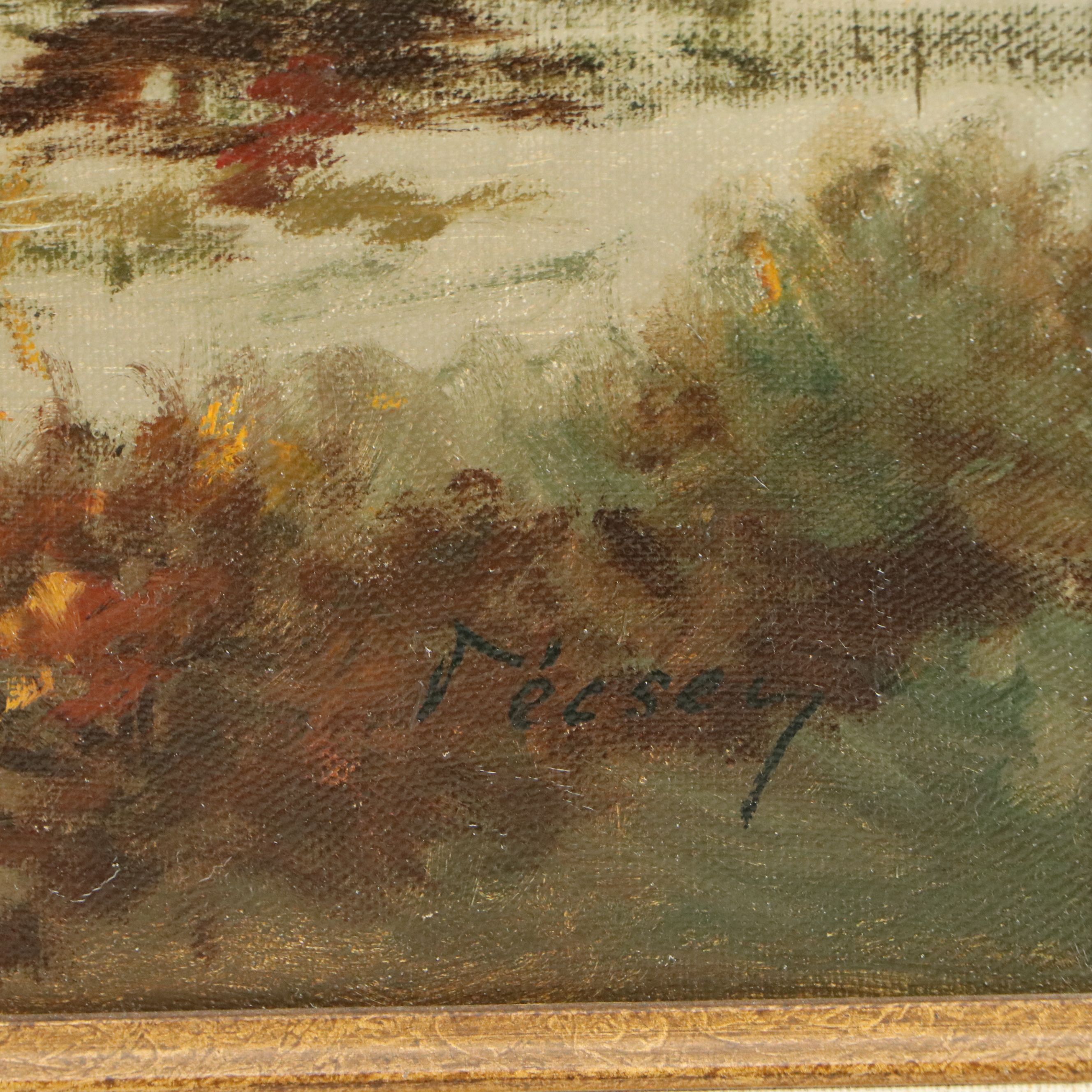 Kalman Vecsey Oil Painting of Court Hunting Party, Mid-20th Century