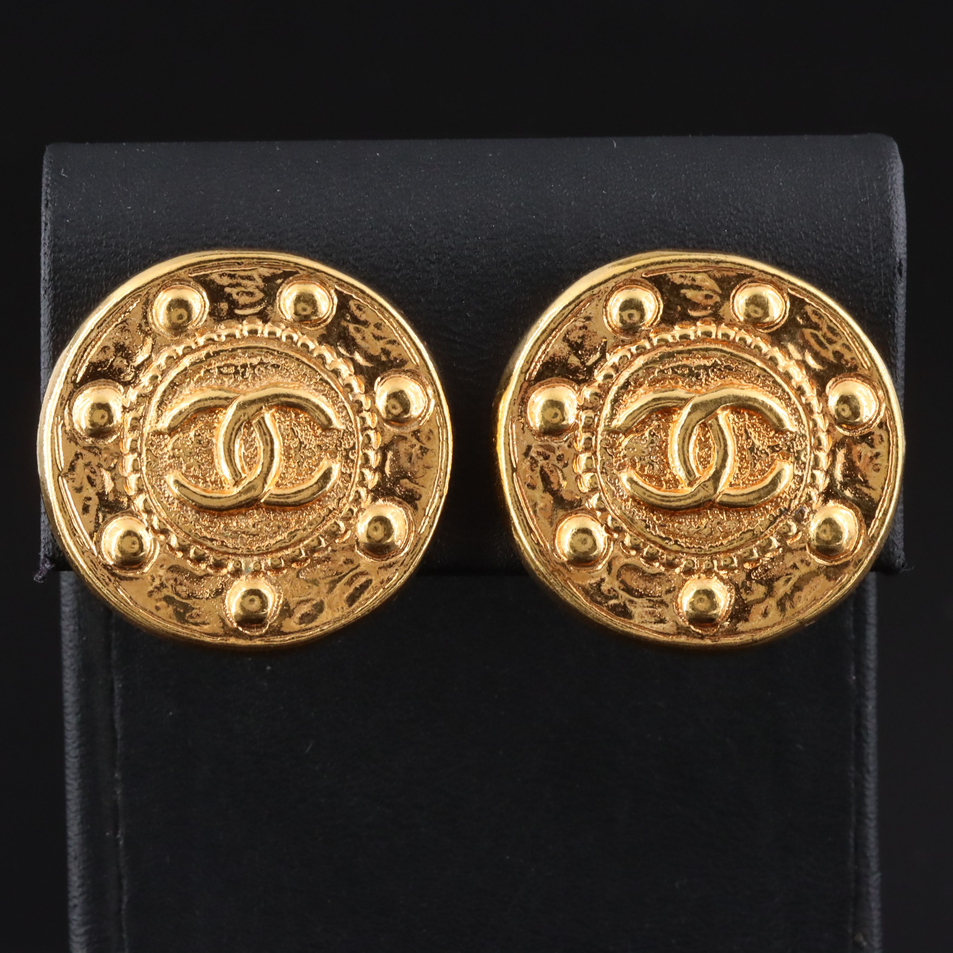 Chanel CC Rivet Style Clip Earrings