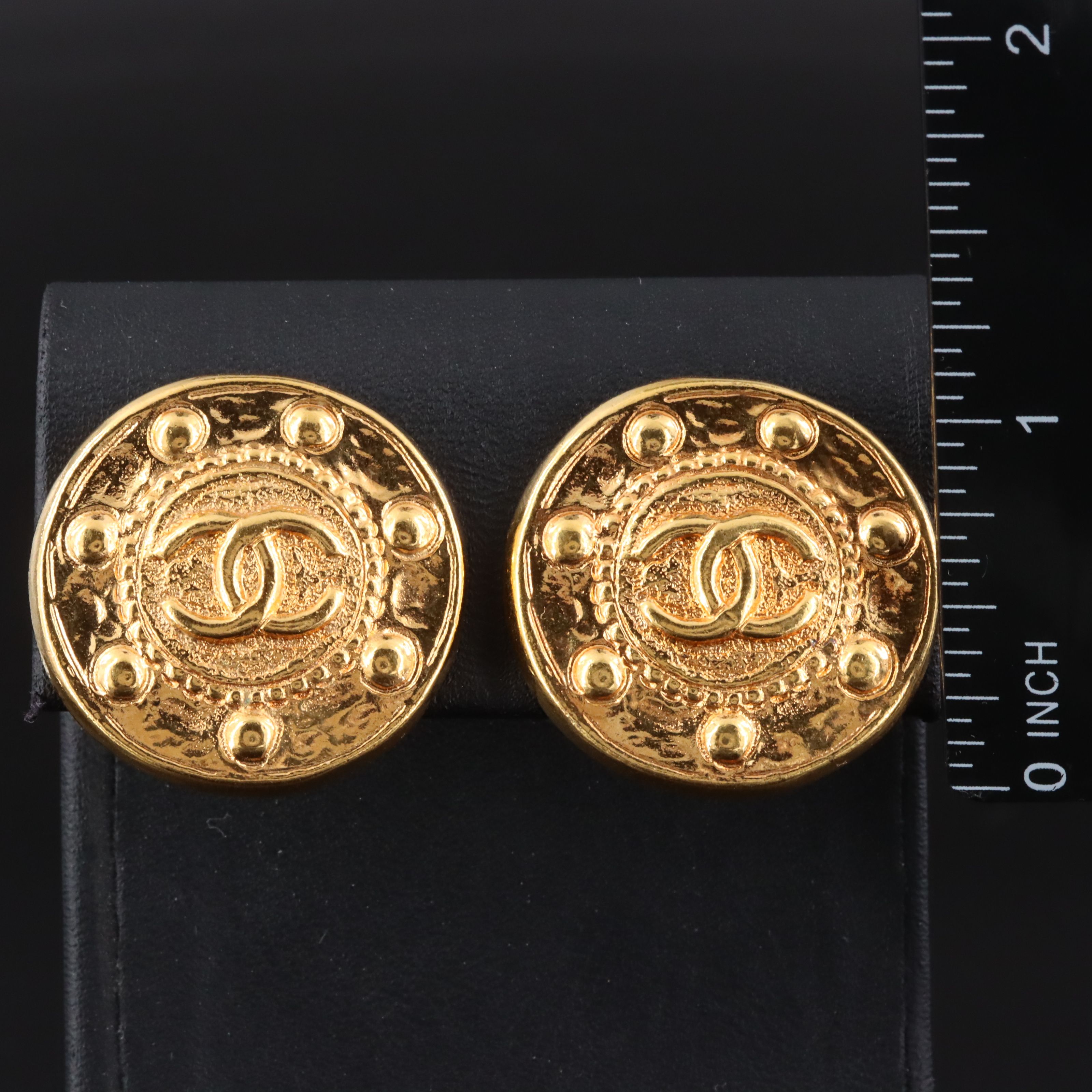 Chanel CC Rivet Style Clip Earrings