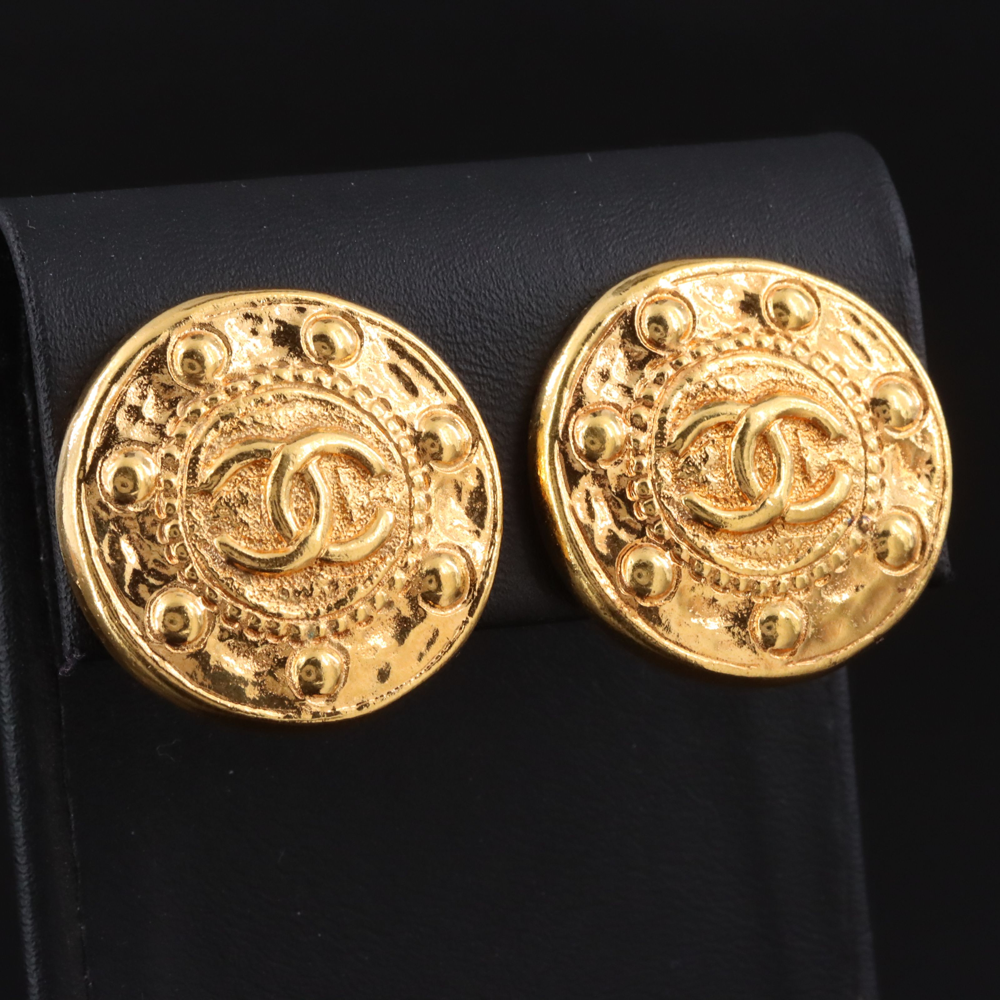Chanel CC Rivet Style Clip Earrings