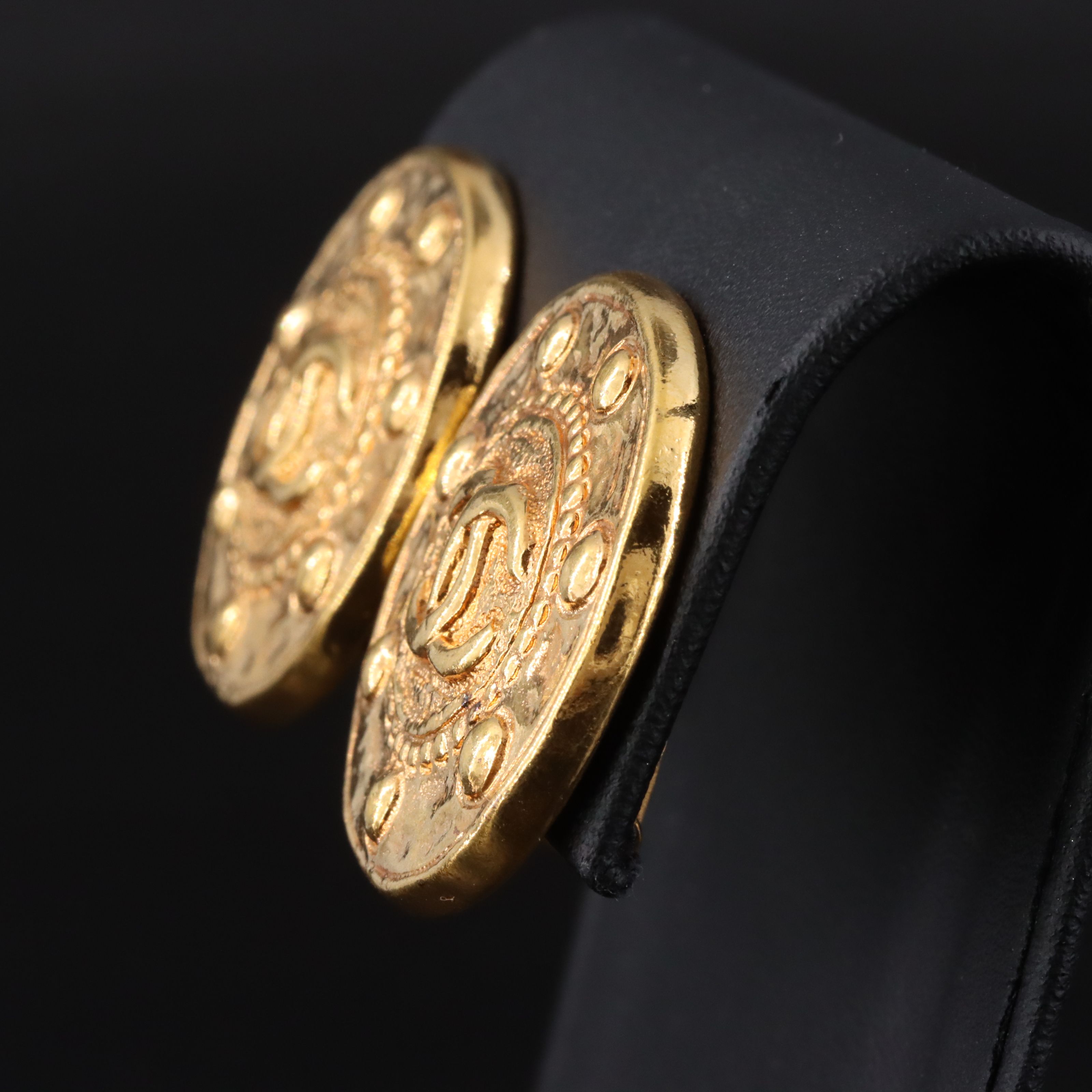 Chanel CC Rivet Style Clip Earrings