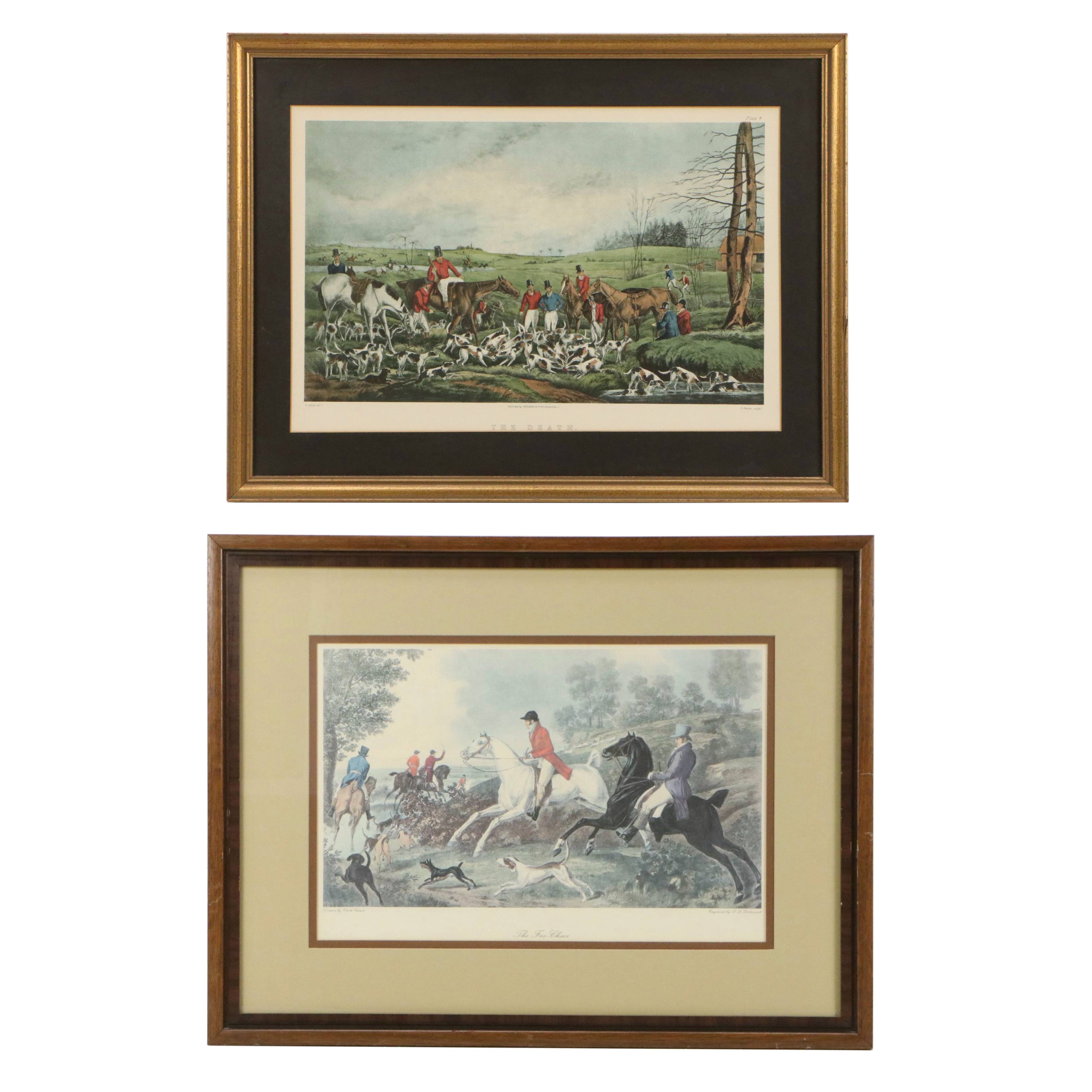 After Carle Vernet and H. Alken Prints of Hunting Scenes, Mid to Late 20th C.