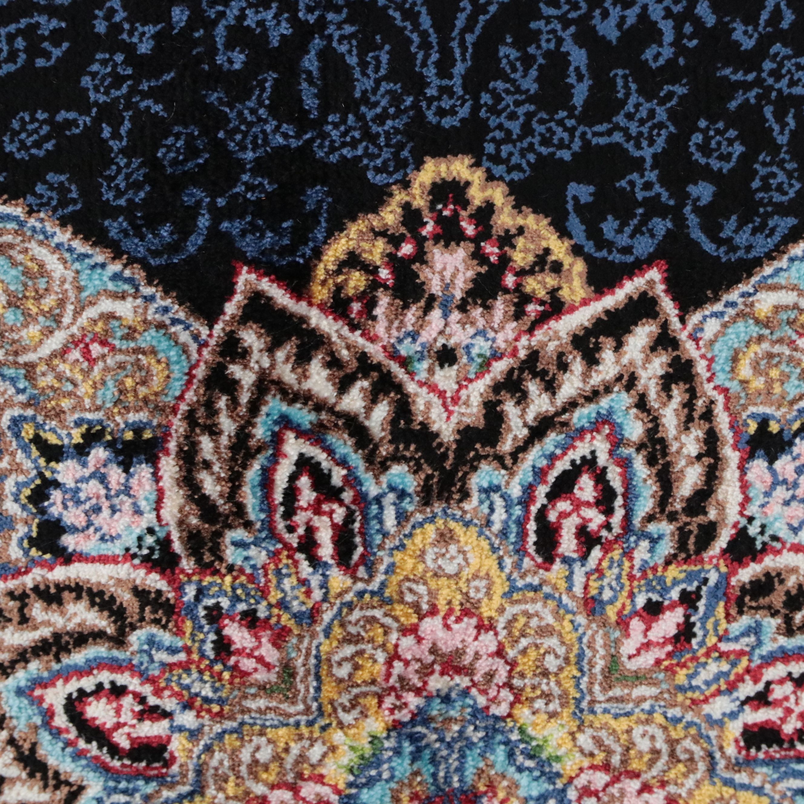 2'8 x 10'4 Machine Made Turkish Qom Silk Carpet Runner