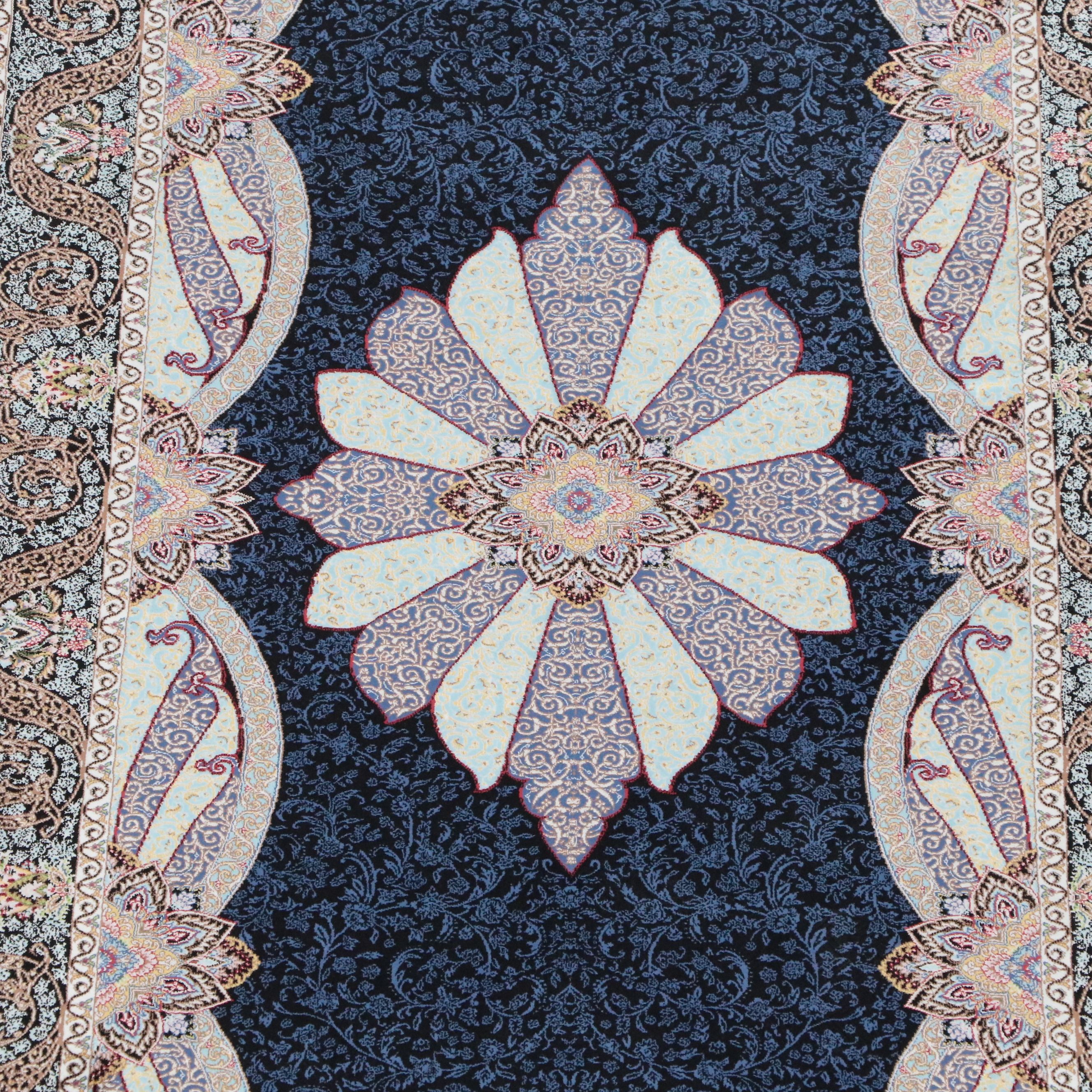 2'8 x 10'4 Machine Made Turkish Qom Silk Carpet Runner