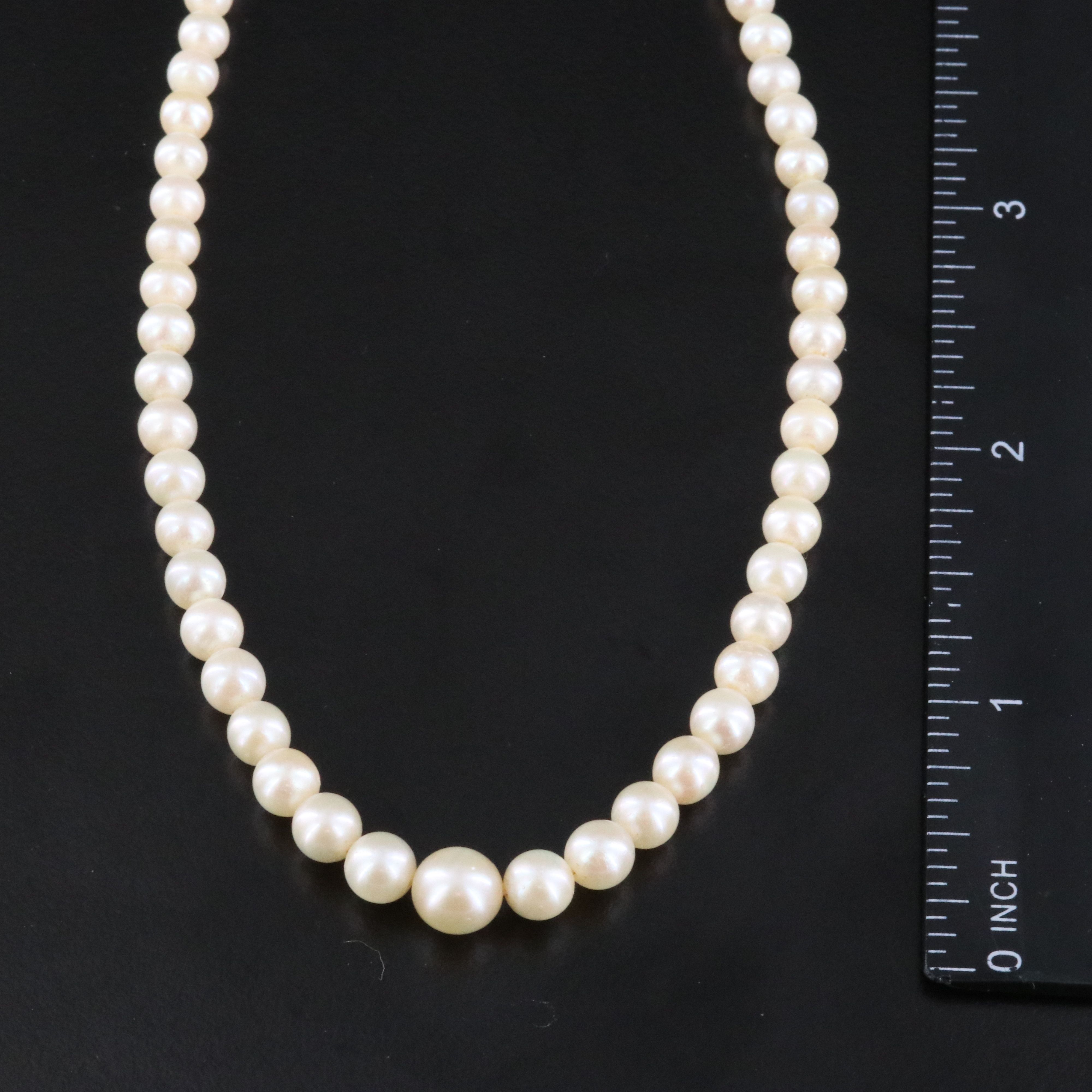 Sterling and 950 Silver Necklaces Featuring Graduated Pearl Necklace