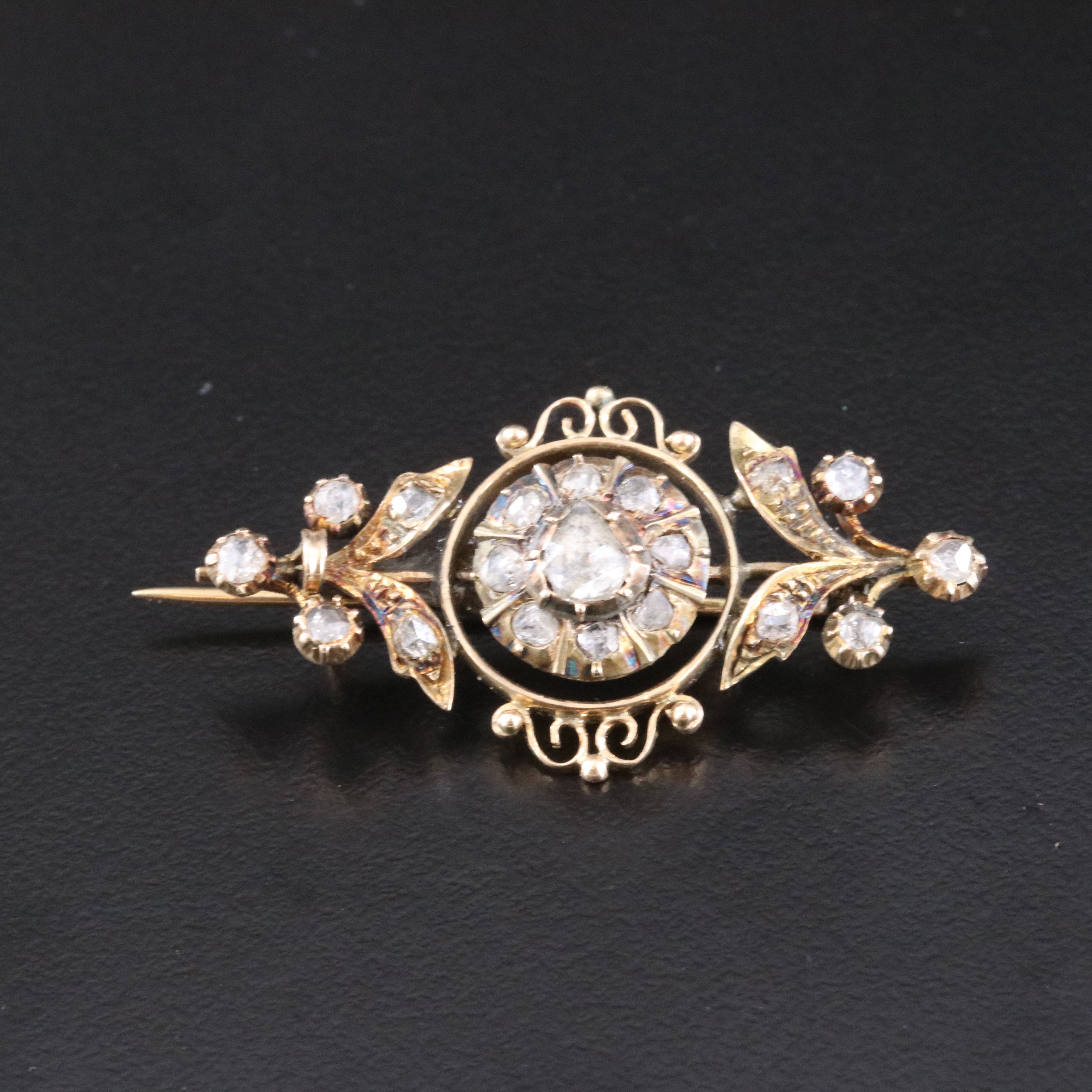 Victorian 14K Diamond Garland Pin
