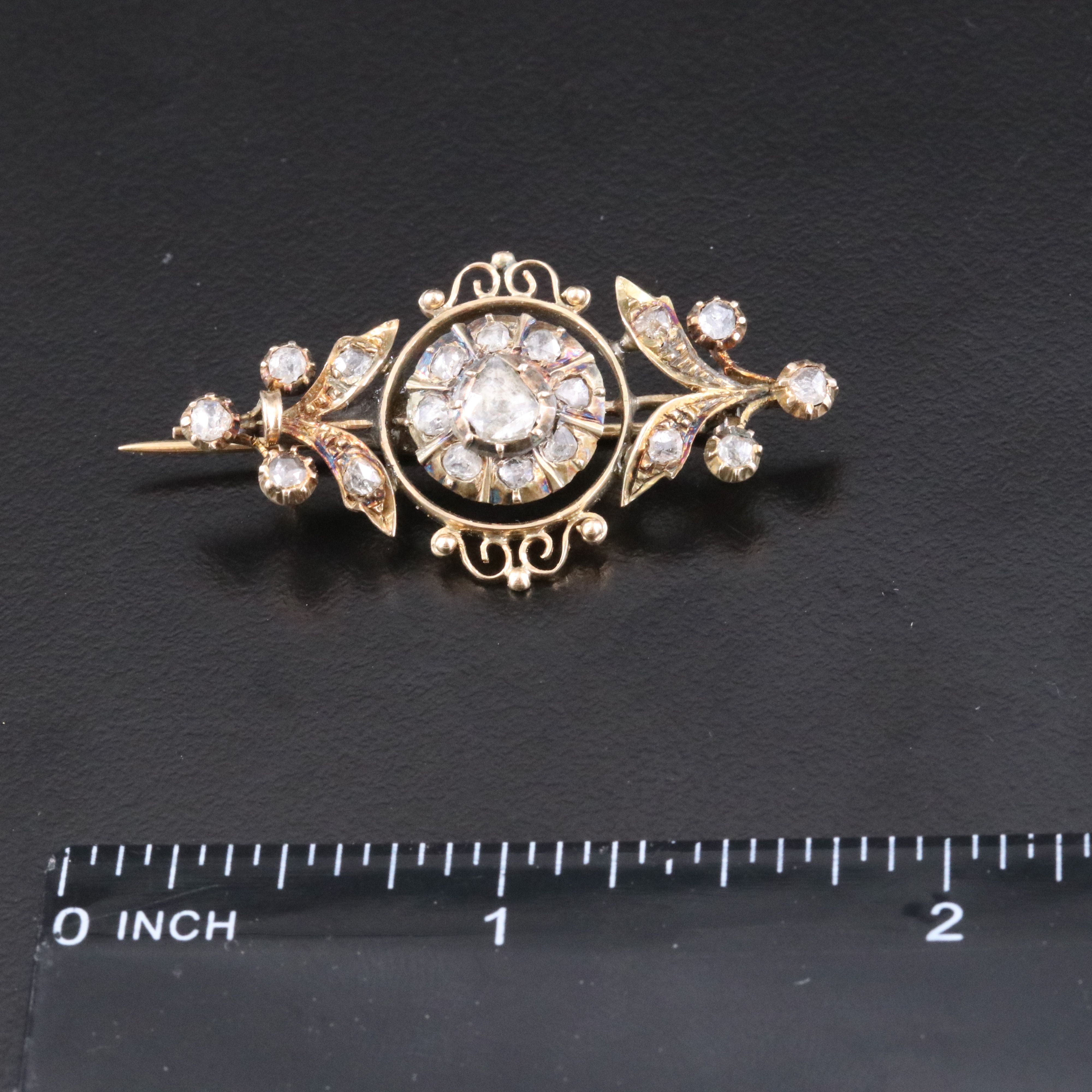 Victorian 14K Diamond Garland Pin