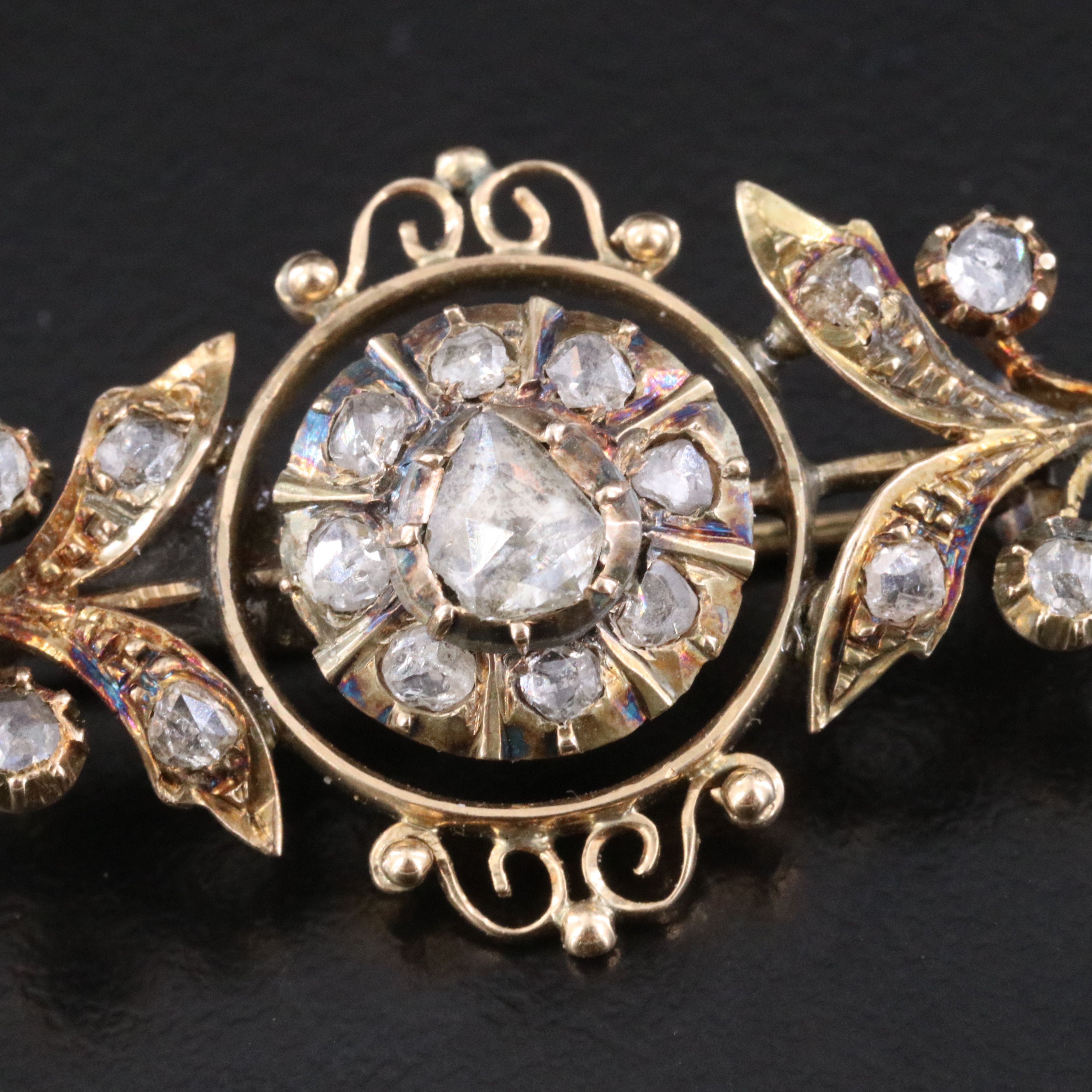 Victorian 14K Diamond Garland Pin