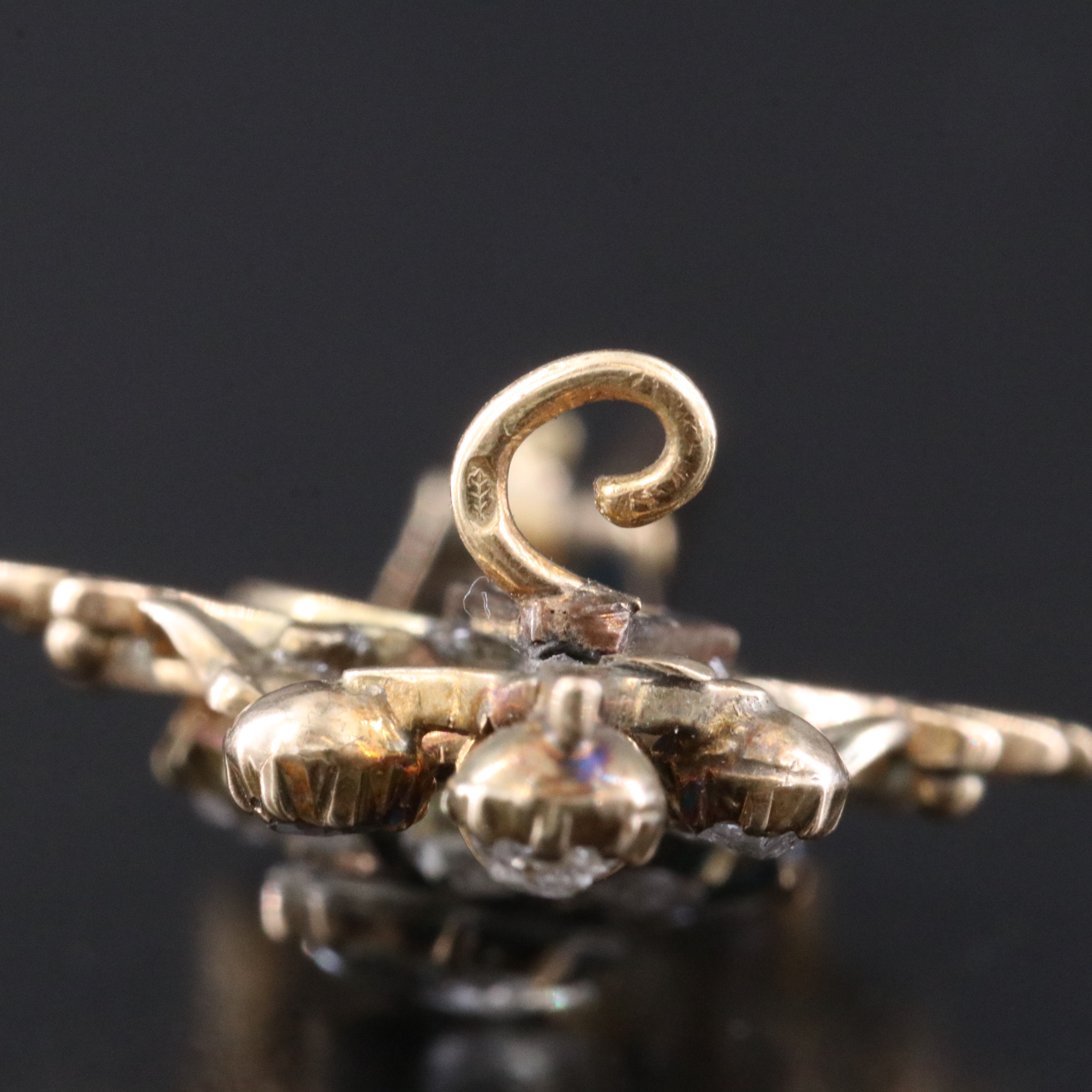 Victorian 14K Diamond Garland Pin