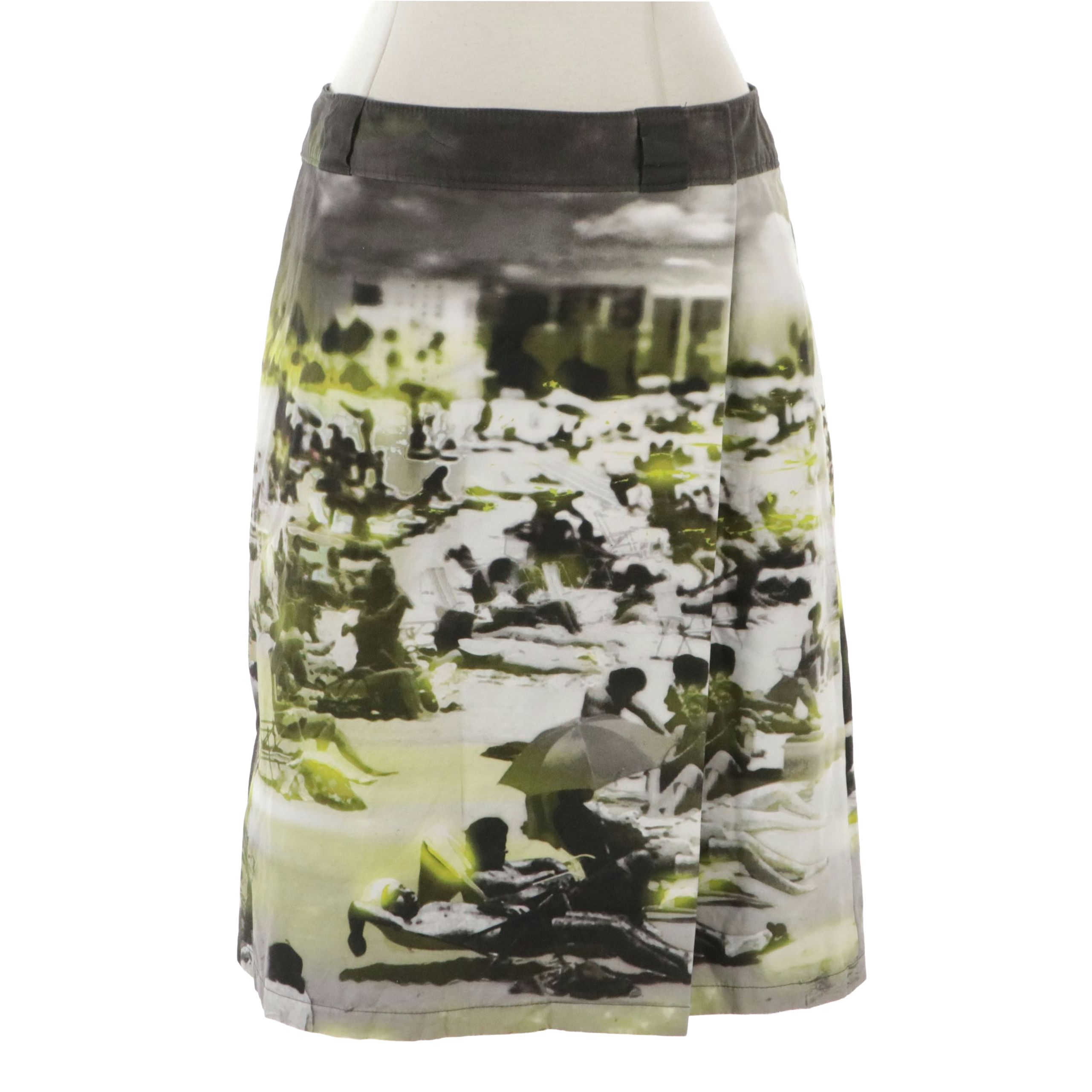 Prada PF 18 Beach Scene Print Wrap Skirt