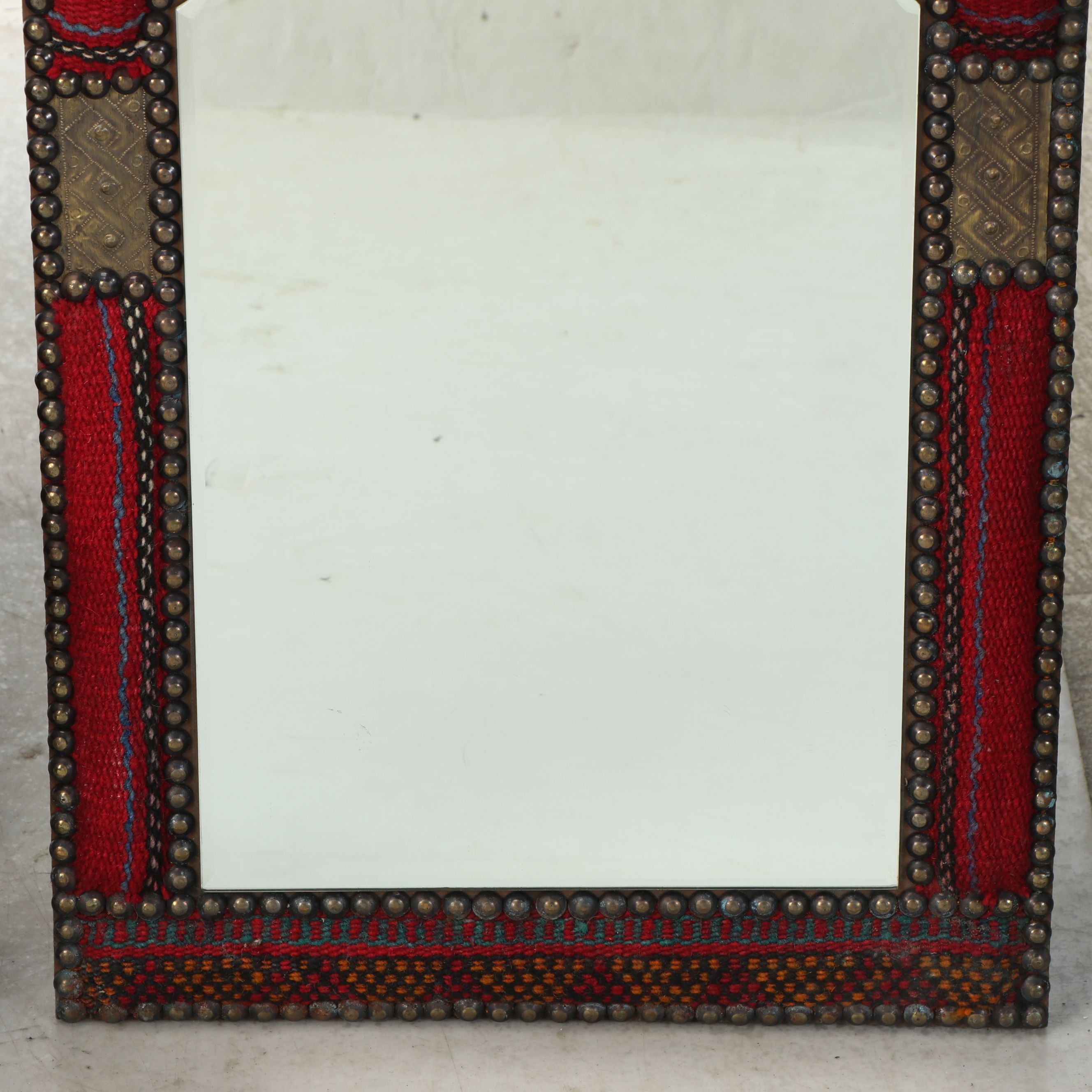 Egyptian Kilim Rug Mirror with Mahogany Finished Wood Table