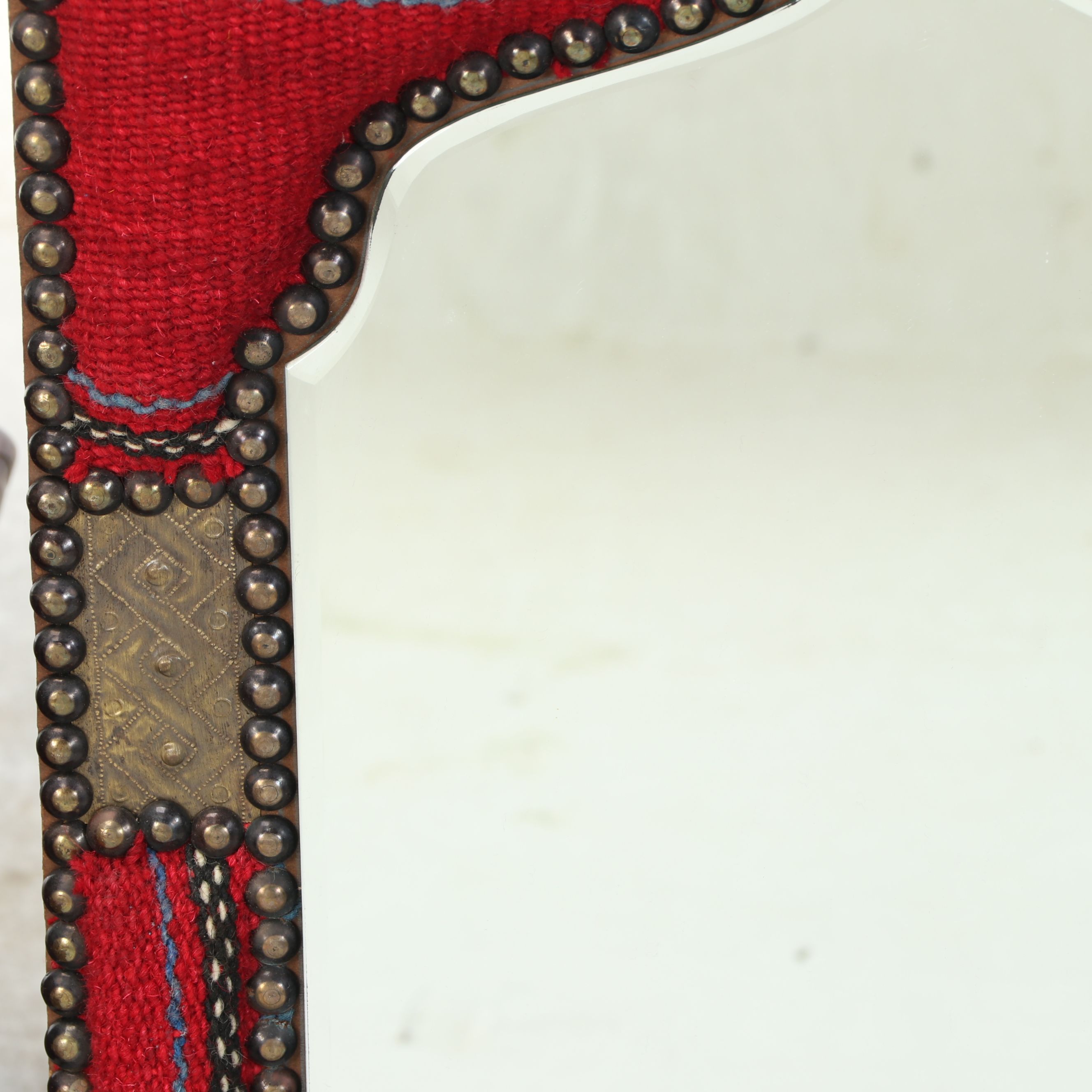 Egyptian Kilim Rug Mirror with Mahogany Finished Wood Table