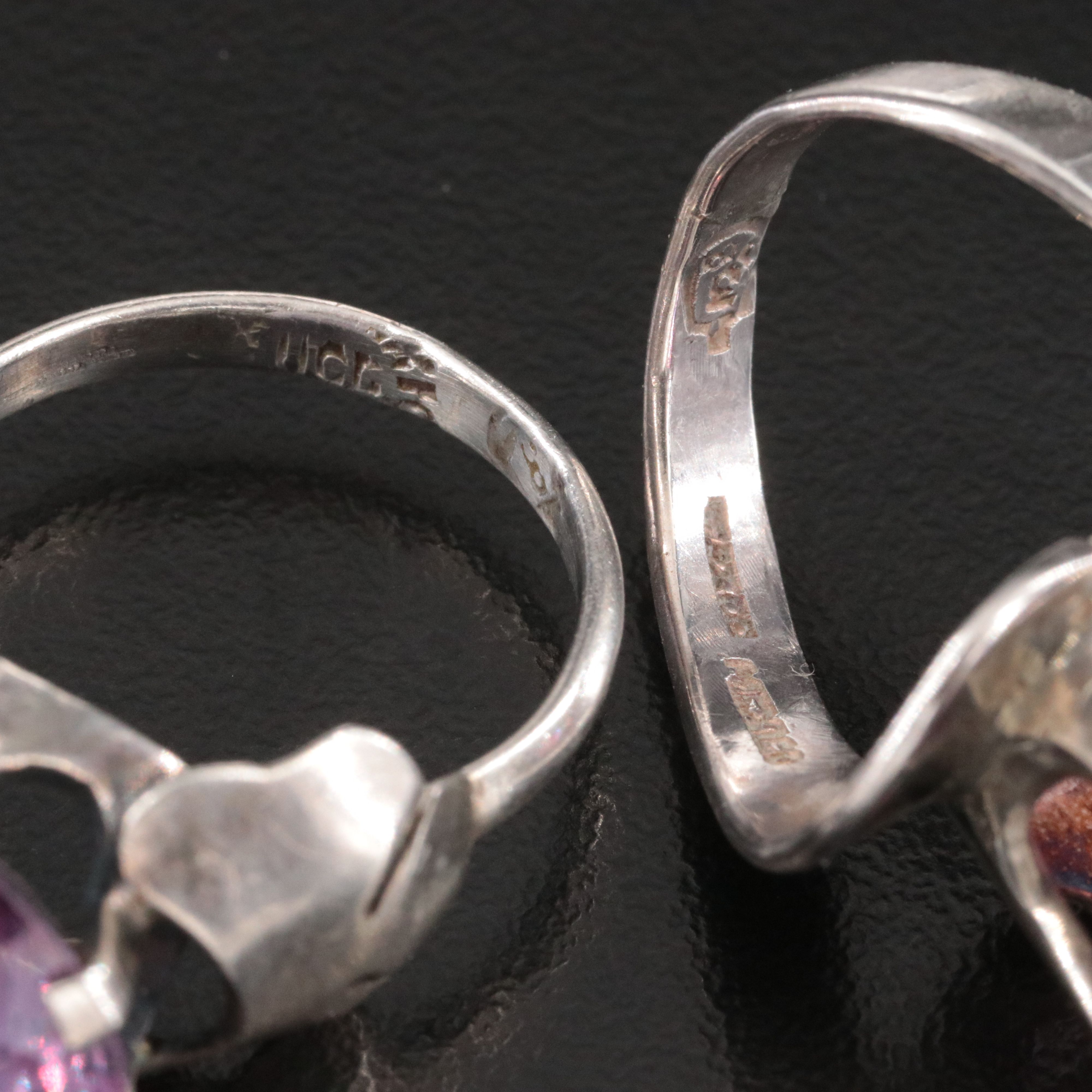 Sterling Gemstone Rings Including Citrine, Color Change Sapphire and CZ