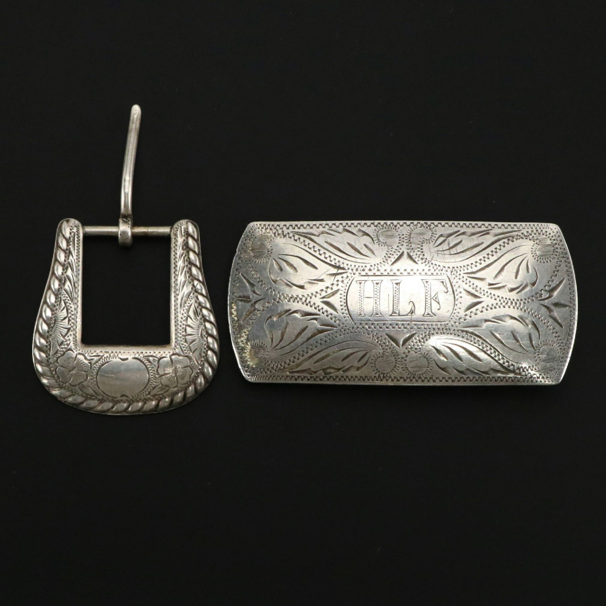 Sterling Silver Ranger and Monogrammed Belt Buckles