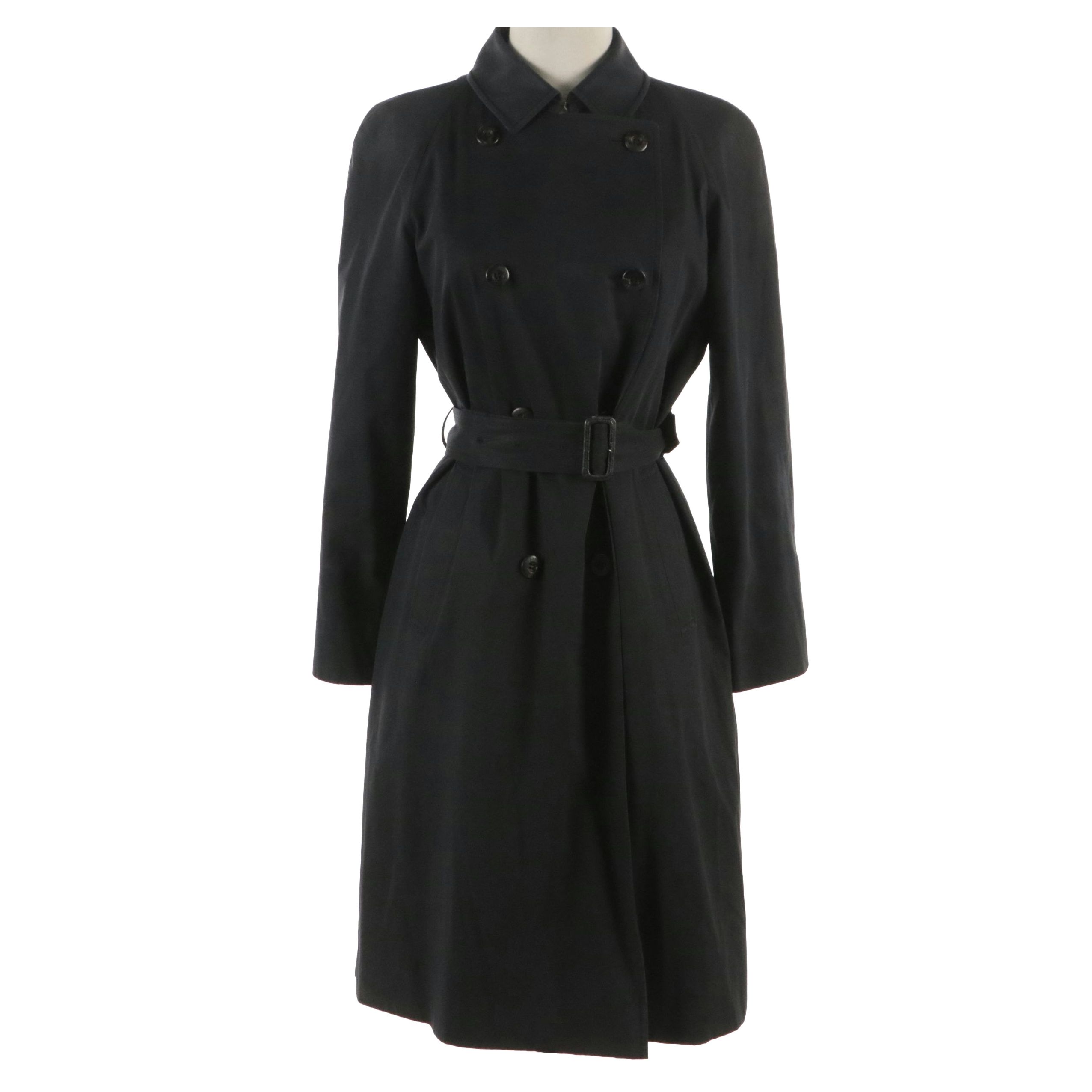 Burberry London Double-Breasted Trench Coat in PU Coated Cotton