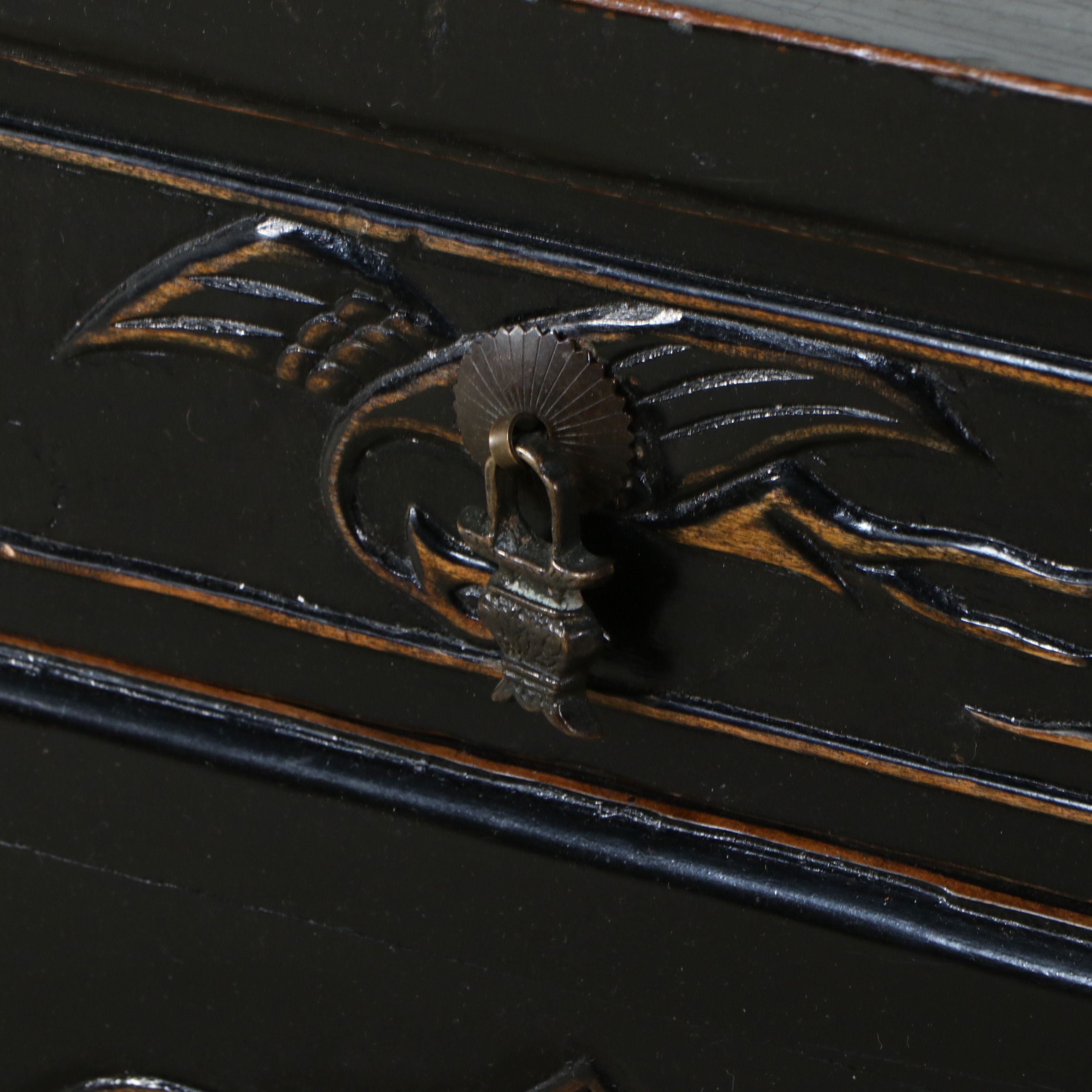 Chinese Black Lacquered Altar Table with Pierced Dragon Carvings